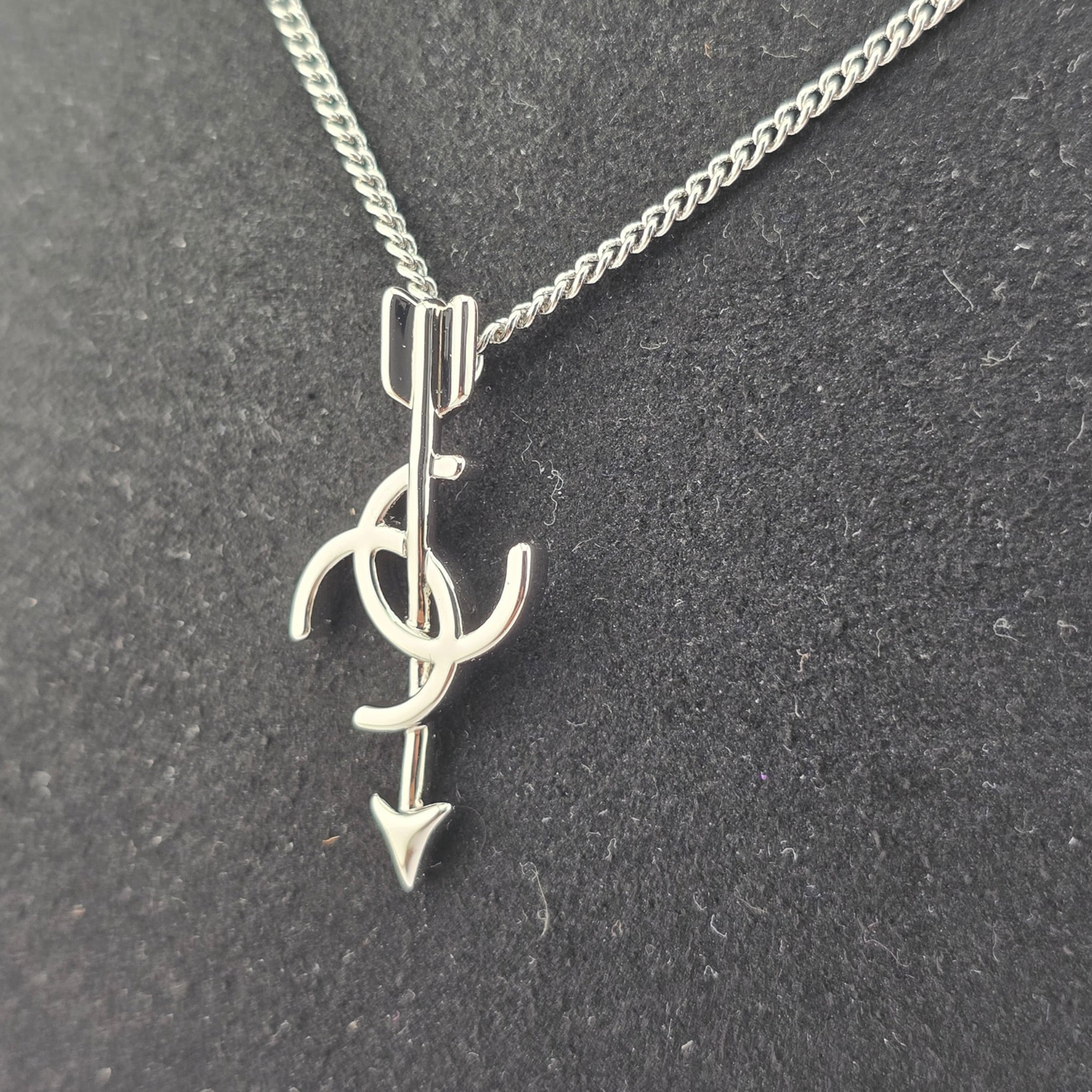 Chanel CC Arrow Pendant Silver Necklace 2026 SS26 CHANEL