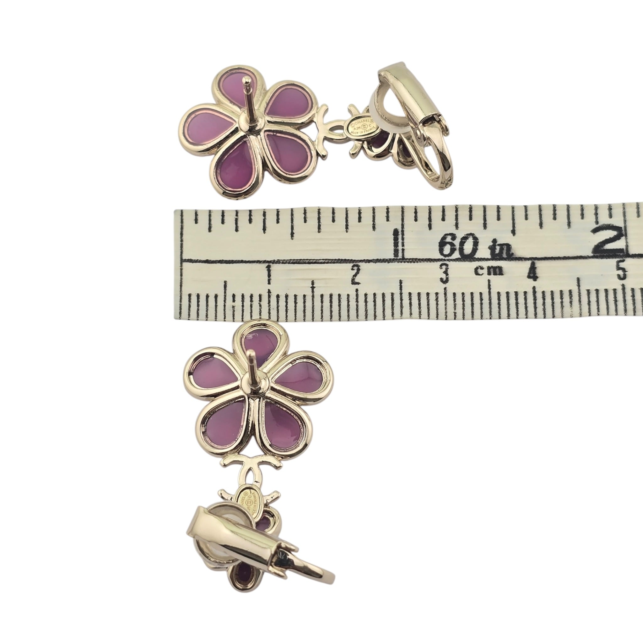 Chanel CC Pink Crystal Stud Climber Flower Earrings 2026 CHANEL
