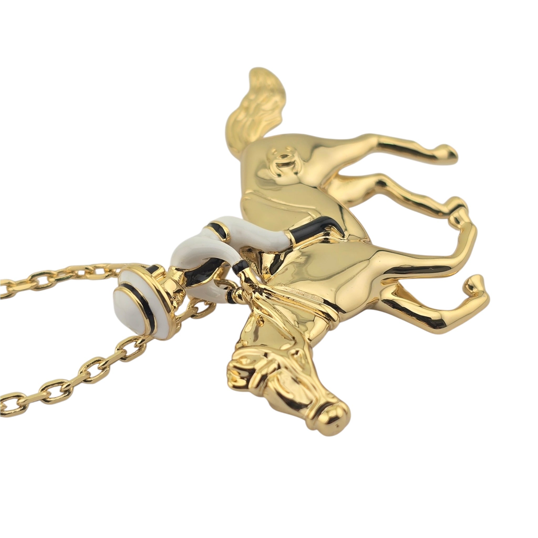 Chanel CC Gold Horse Riding Pendant Necklace 2026 CHANEL