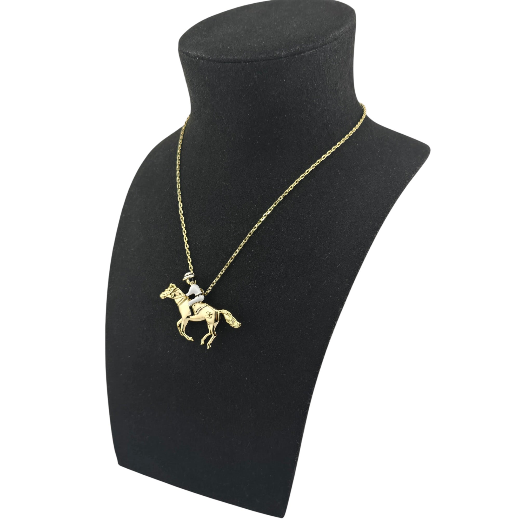 Chanel CC Gold Horse Riding Pendant Necklace 2026 CHANEL
