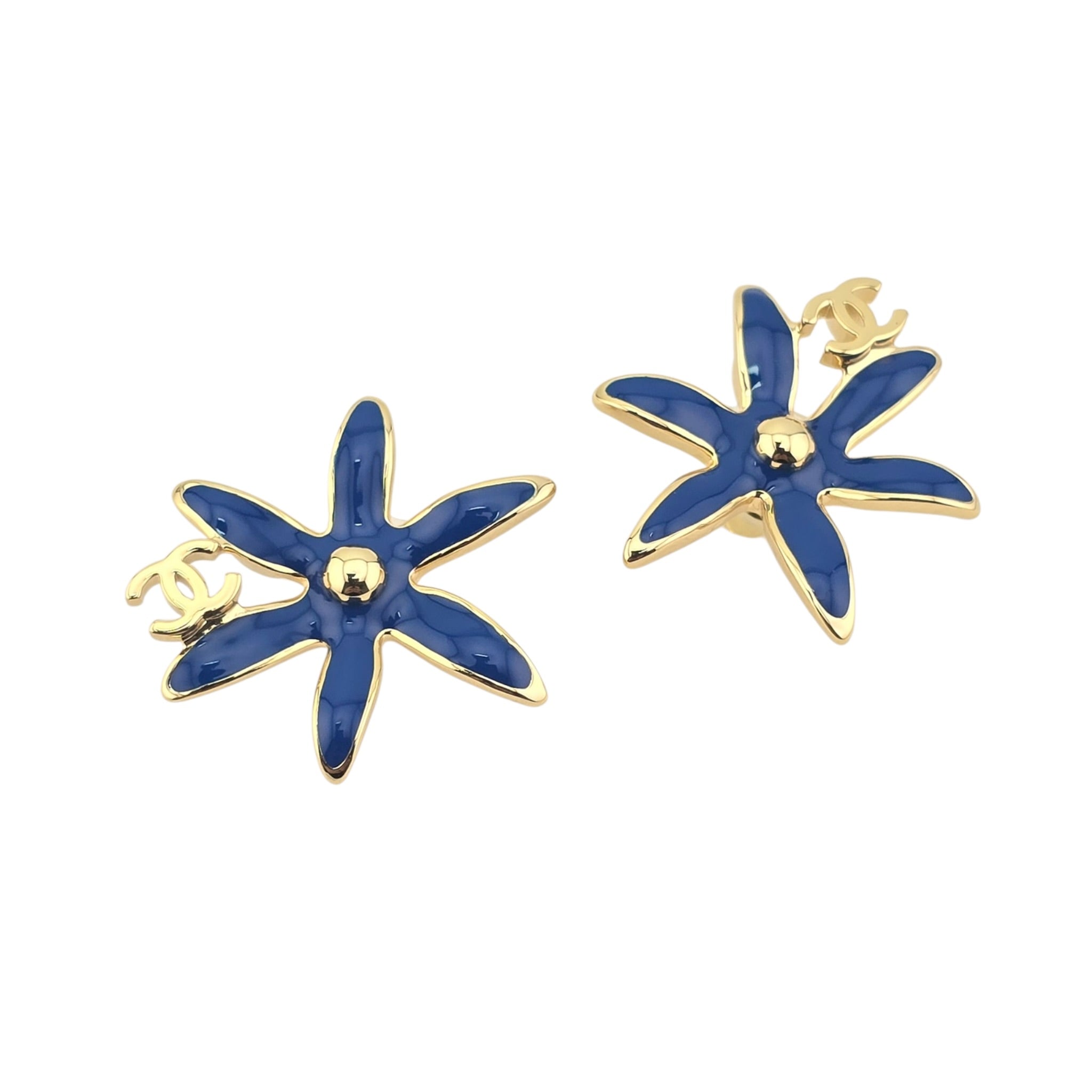 Chanel CC Blue Stud Floral Earrings 2026 CHANEL