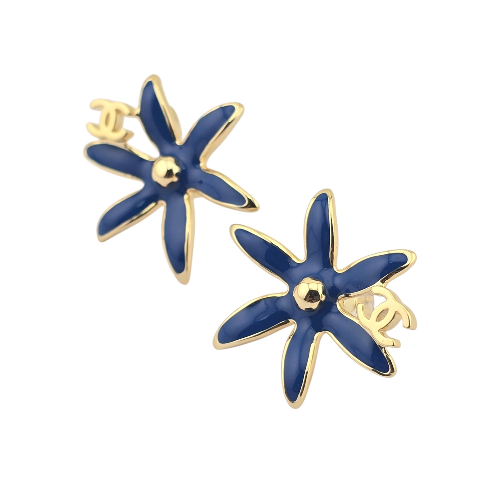 Chanel CC Blue Stud Floral Earrings 2026 CHANEL