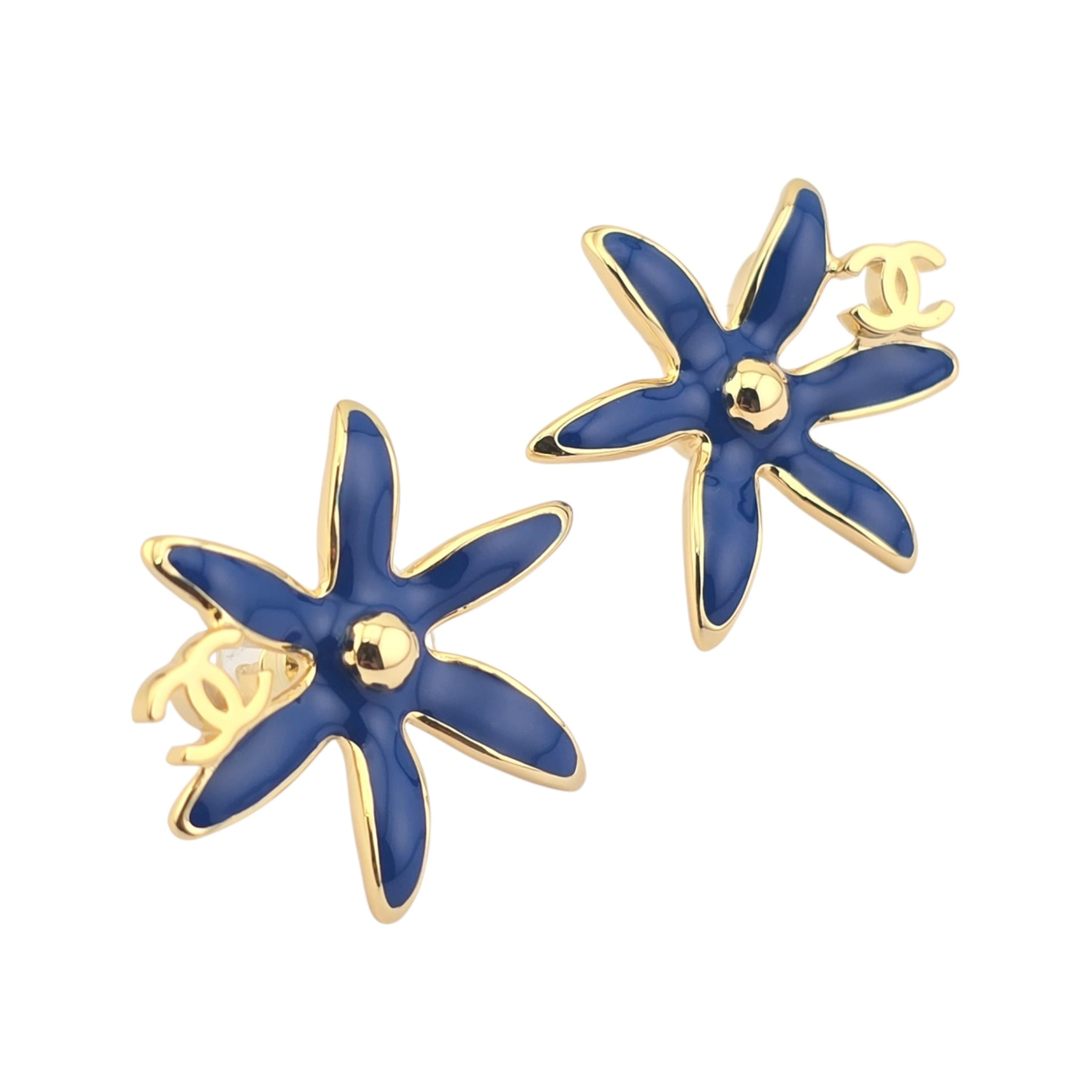 Chanel CC Blue Stud Floral Earrings 2026 CHANEL