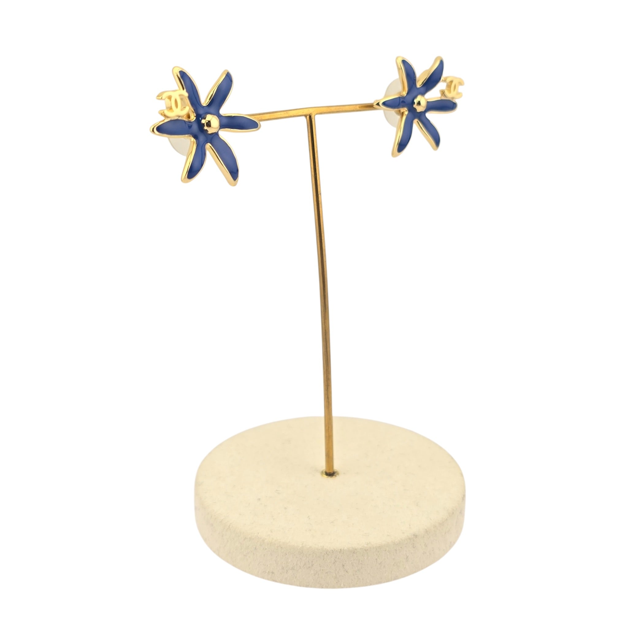 Chanel CC Blue Stud Floral Earrings 2026 CHANEL