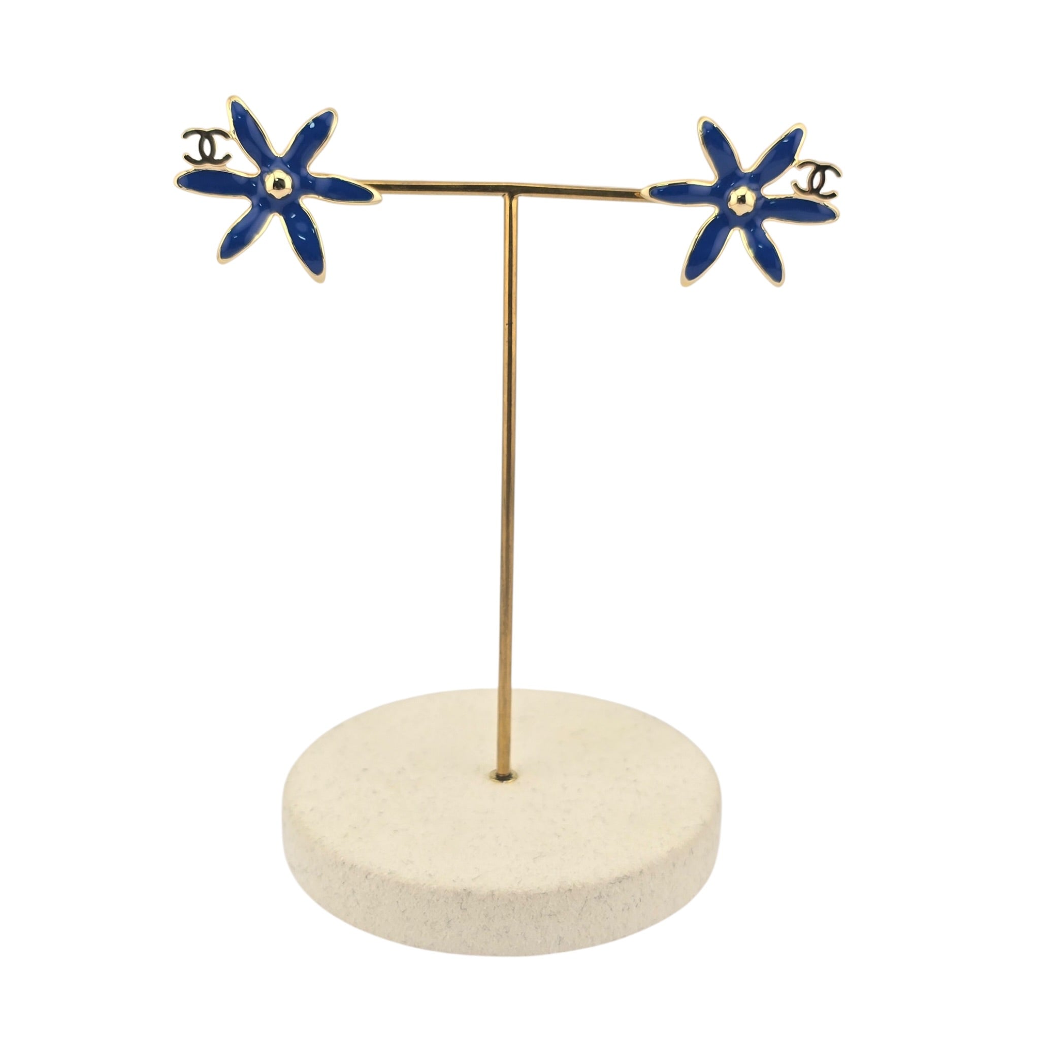Chanel CC Blue Stud Floral Earrings 2026 CHANEL