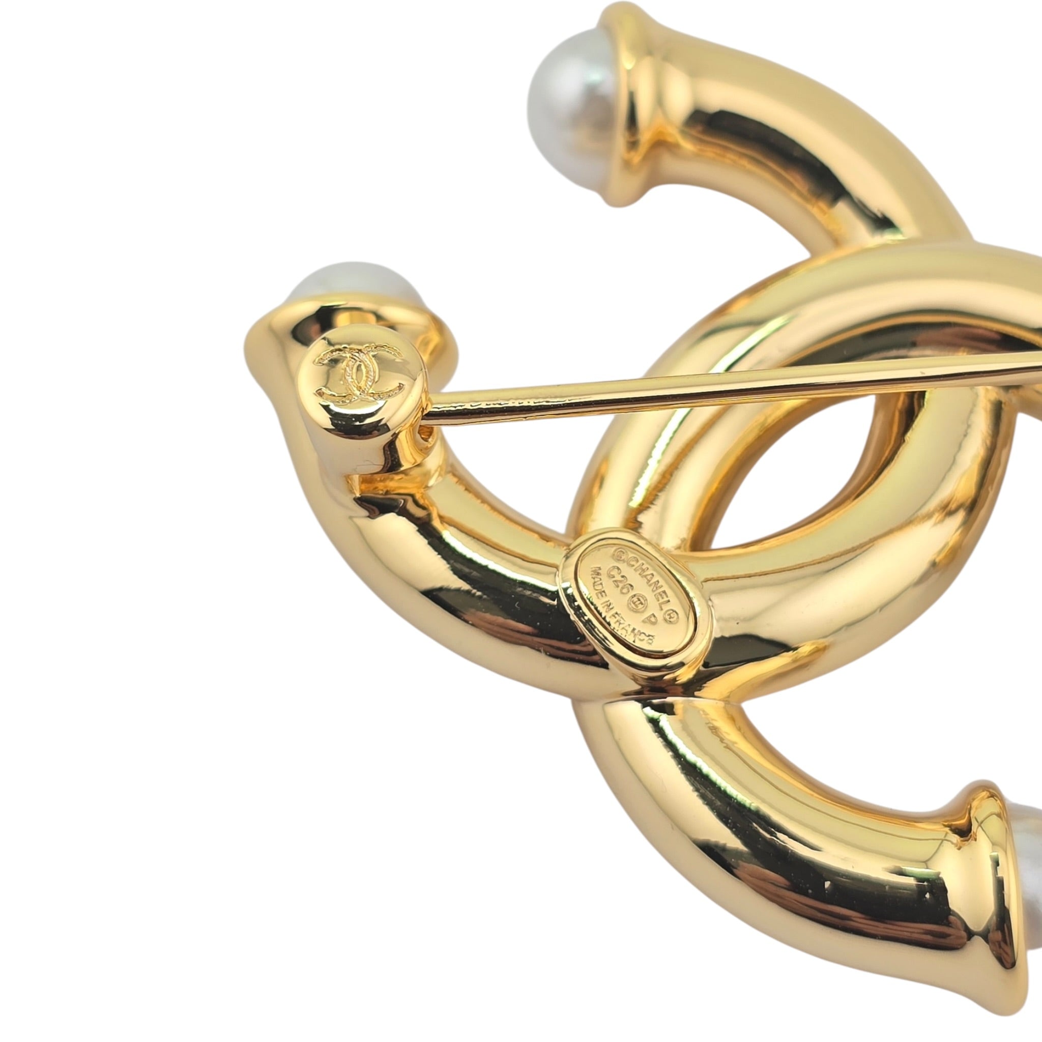 Chanel CC Gold Faux Pearls Brooch 2026 CHANEL