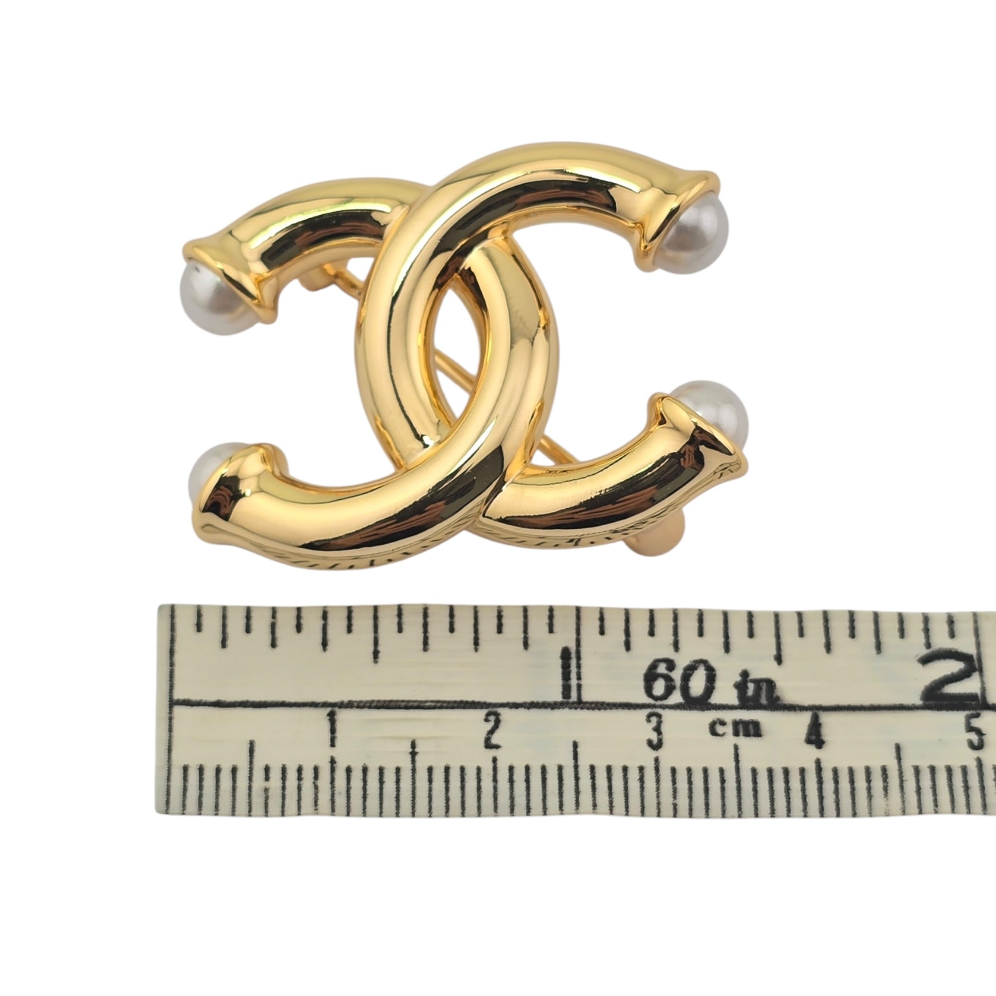 Chanel CC Gold Faux Pearls Brooch 2026 CHANEL