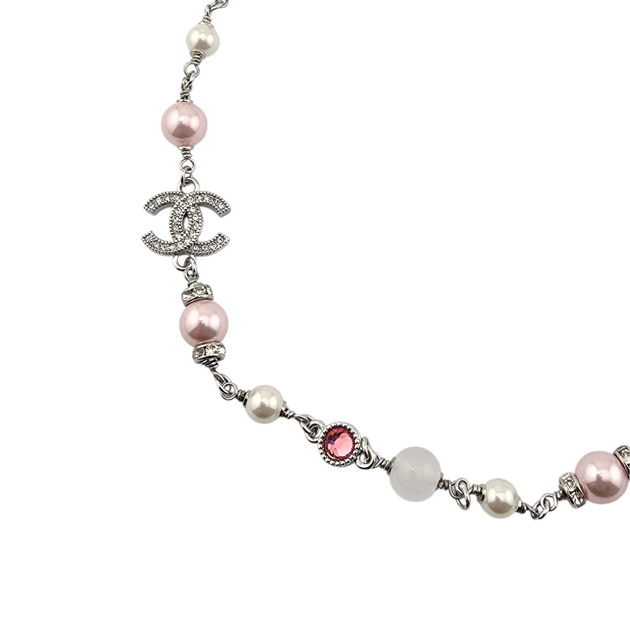Chanel CC Silver Faux Pearl Bead Necklace 2025 CHANEL