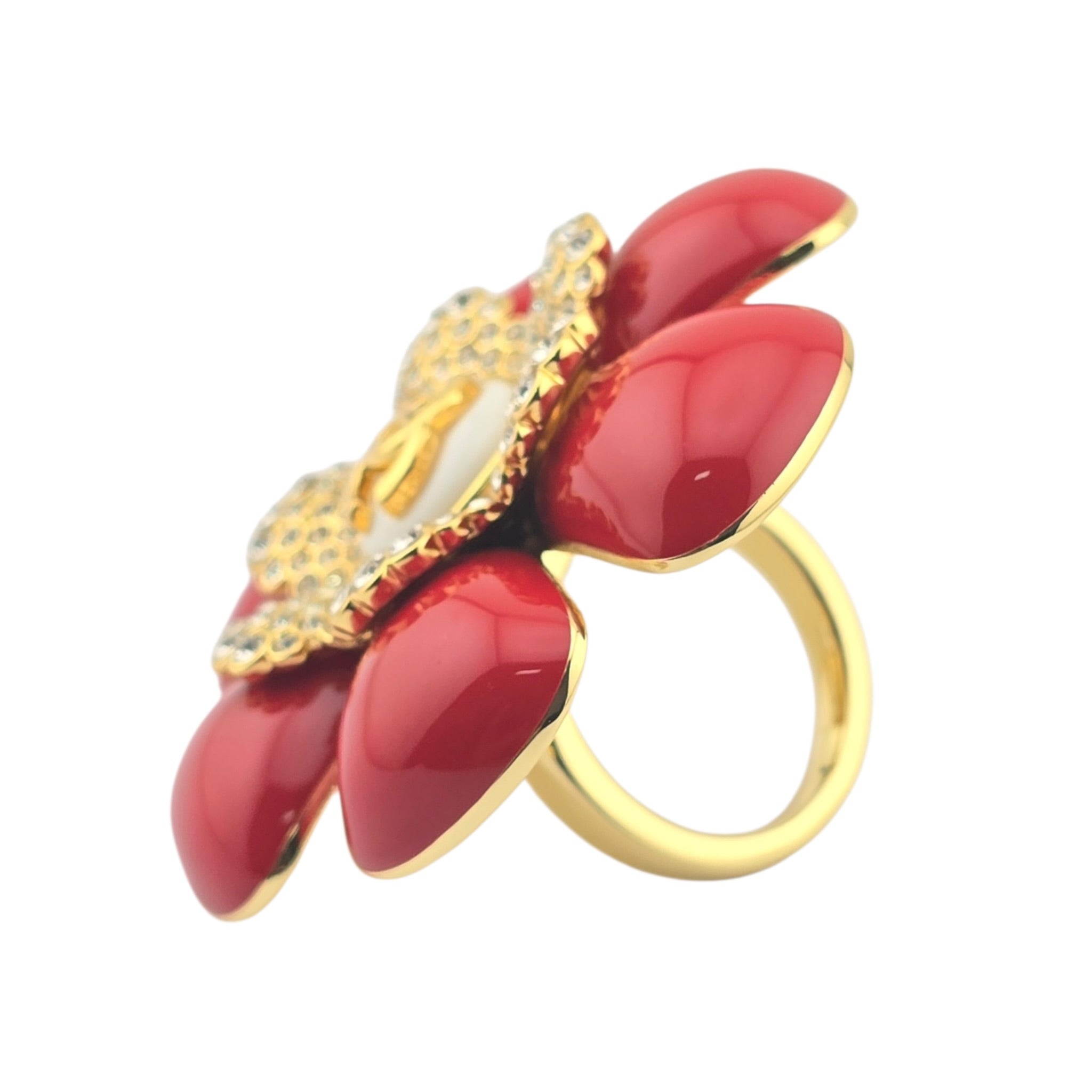 Chanel CC Red Camellia Ring 26SS CHANEL