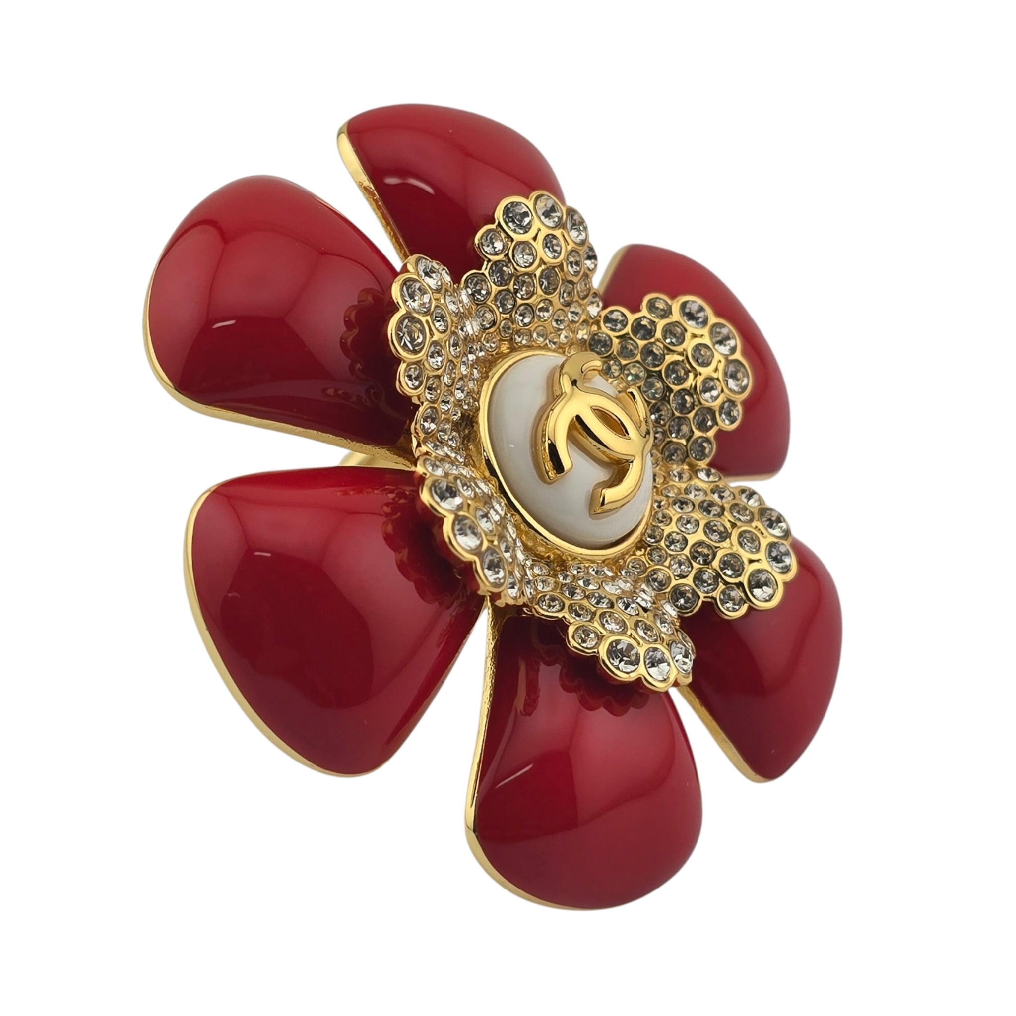 Chanel CC Red Camellia Ring 26SS CHANEL