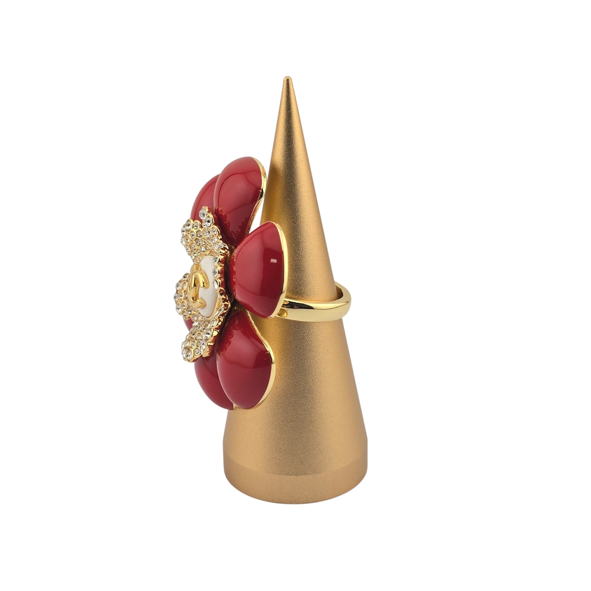 Chanel CC Red Camellia Ring 26SS CHANEL