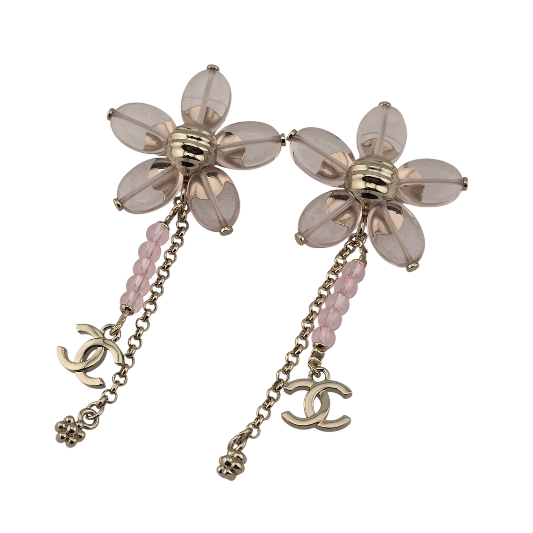 Chanel CC Pink Resin Floral Earrings 2026 CHANEL