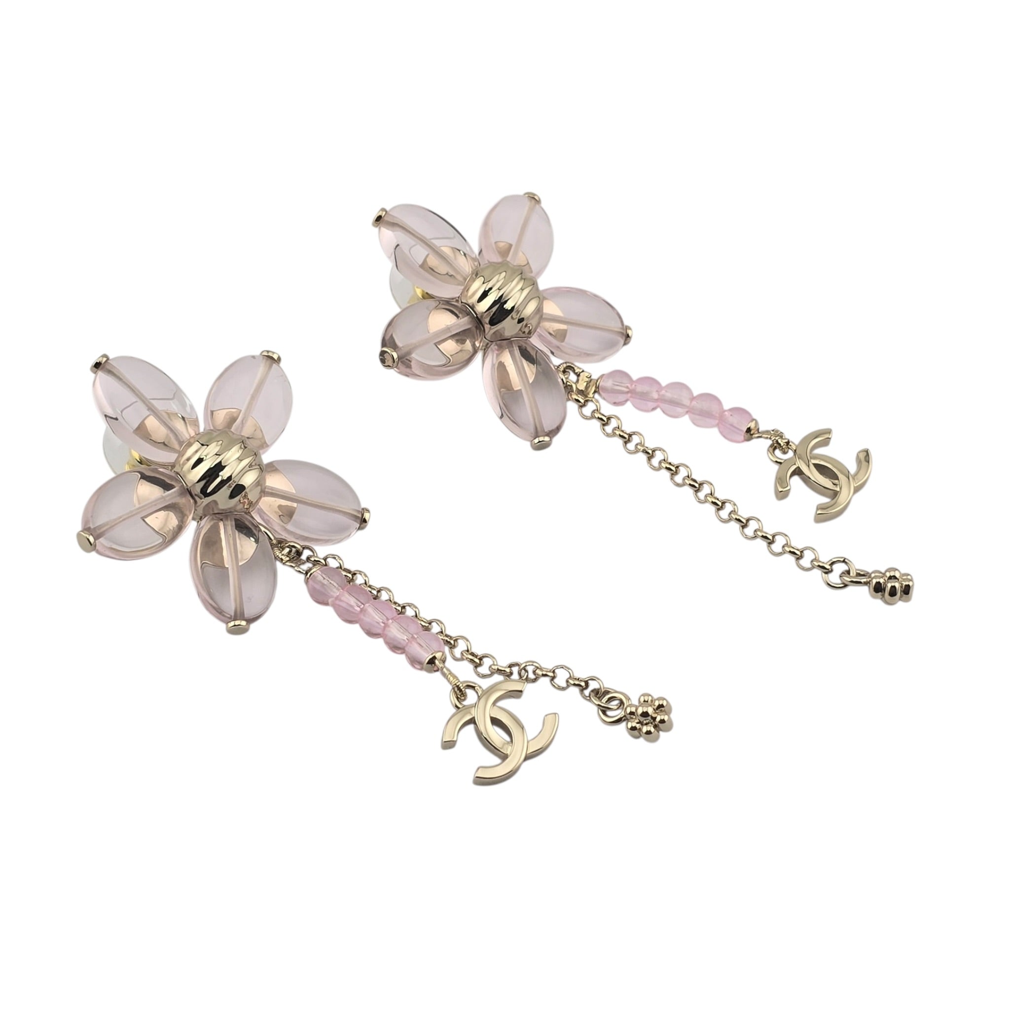 Chanel CC Pink Resin Floral Earrings 2026 CHANEL