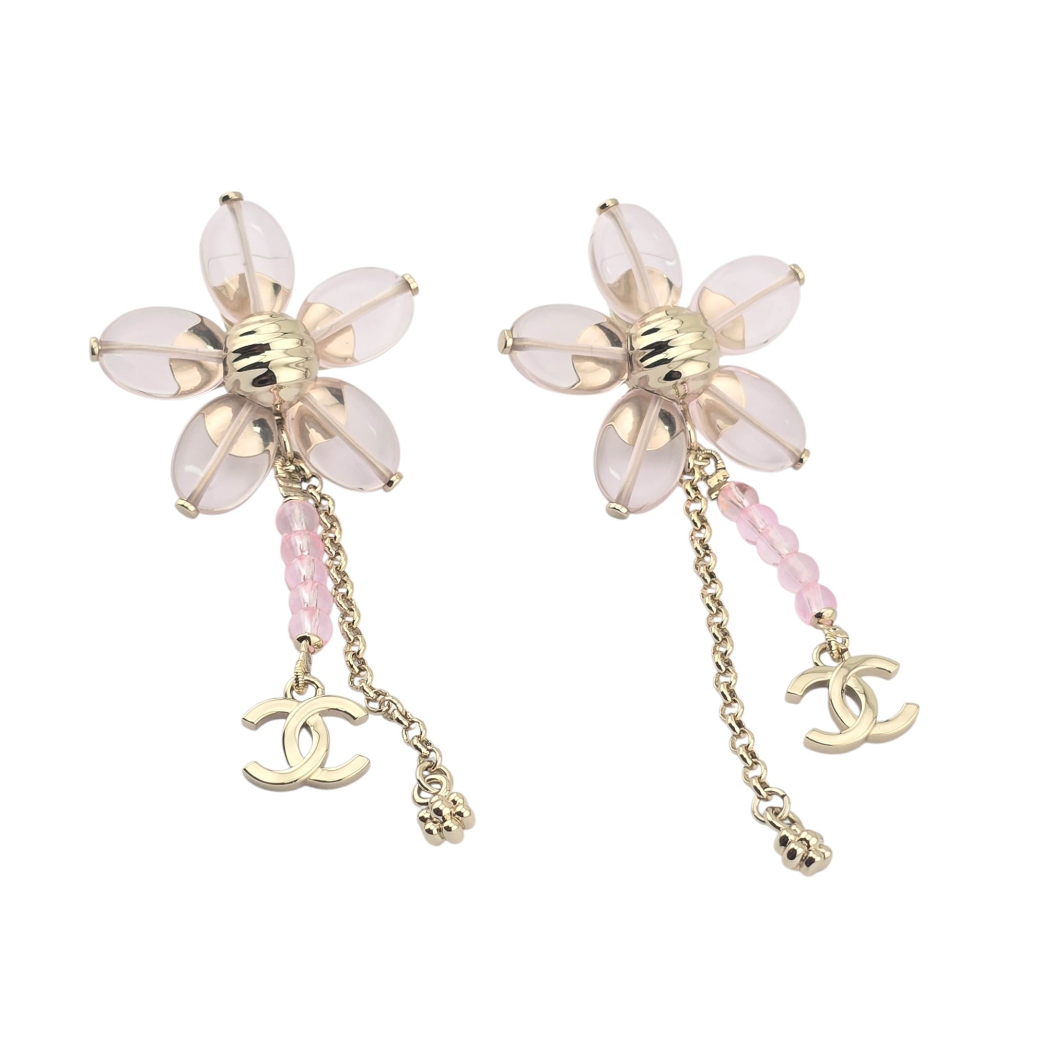 Chanel CC Pink Resin Floral Earrings 2026 CHANEL