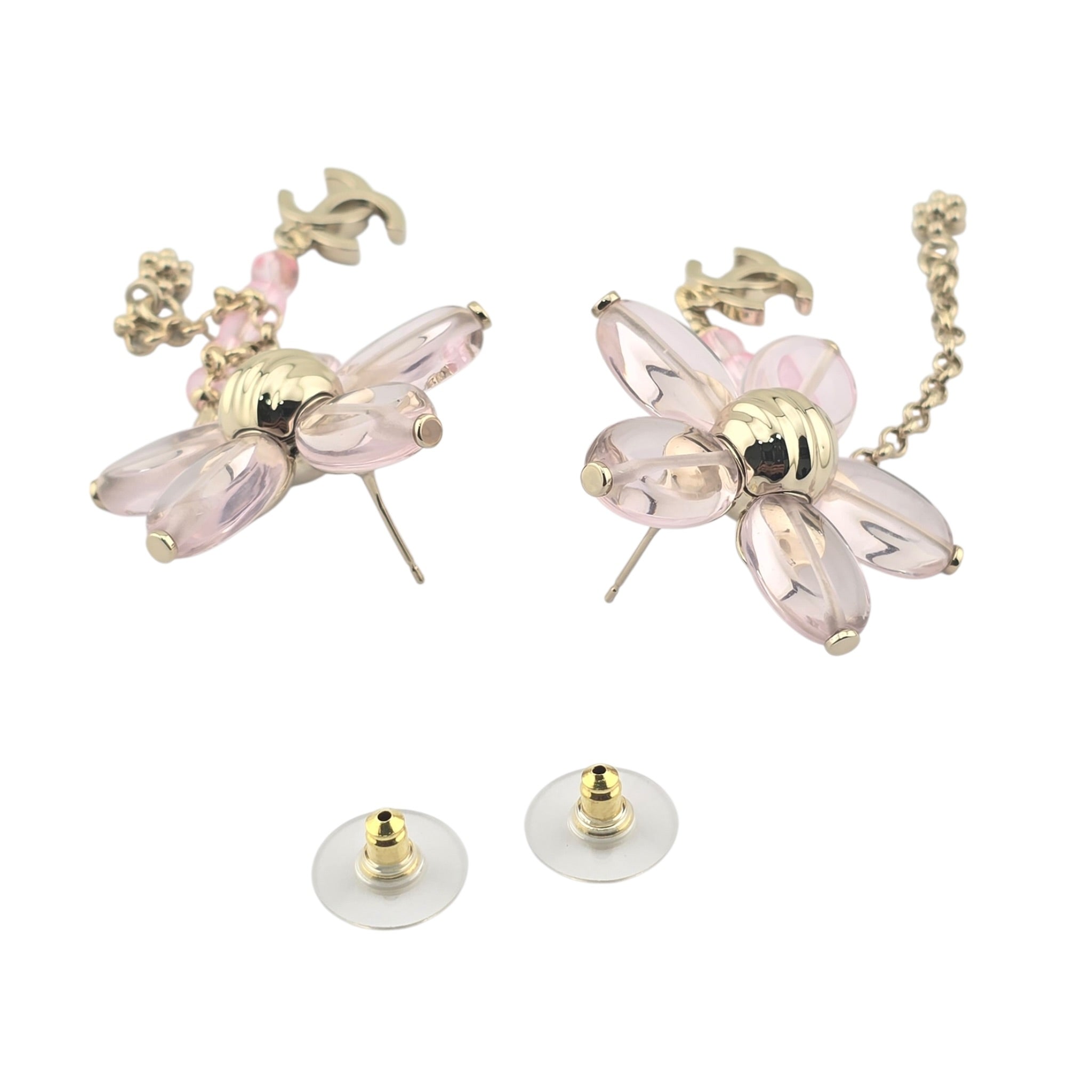 Chanel CC Pink Resin Floral Earrings 2026 CHANEL