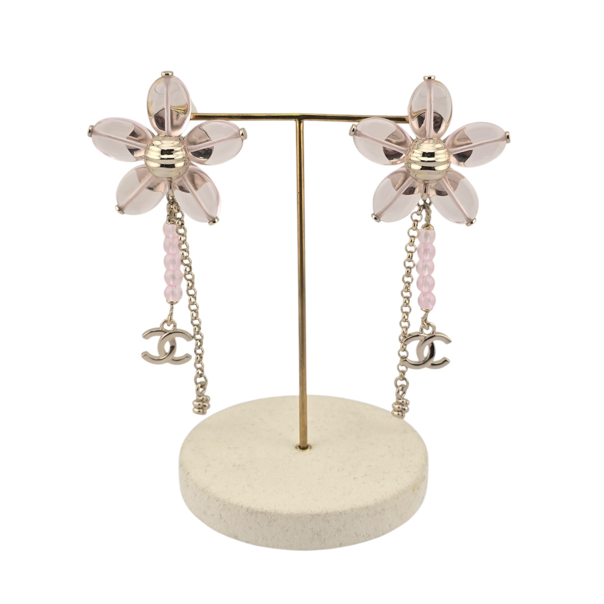 Chanel CC Pink Resin Floral Earrings 2026 CHANEL