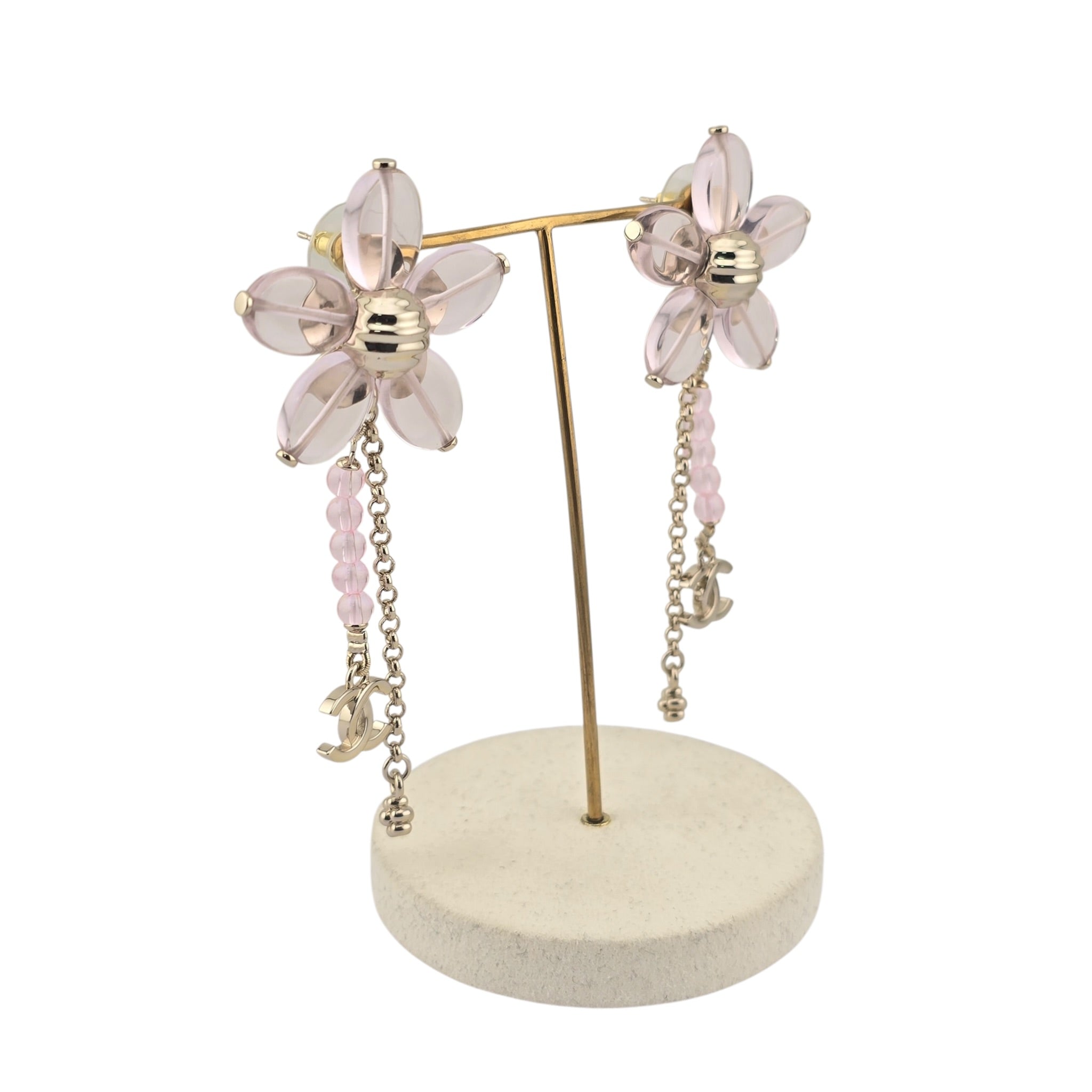 Chanel CC Pink Resin Floral Earrings 2026 CHANEL