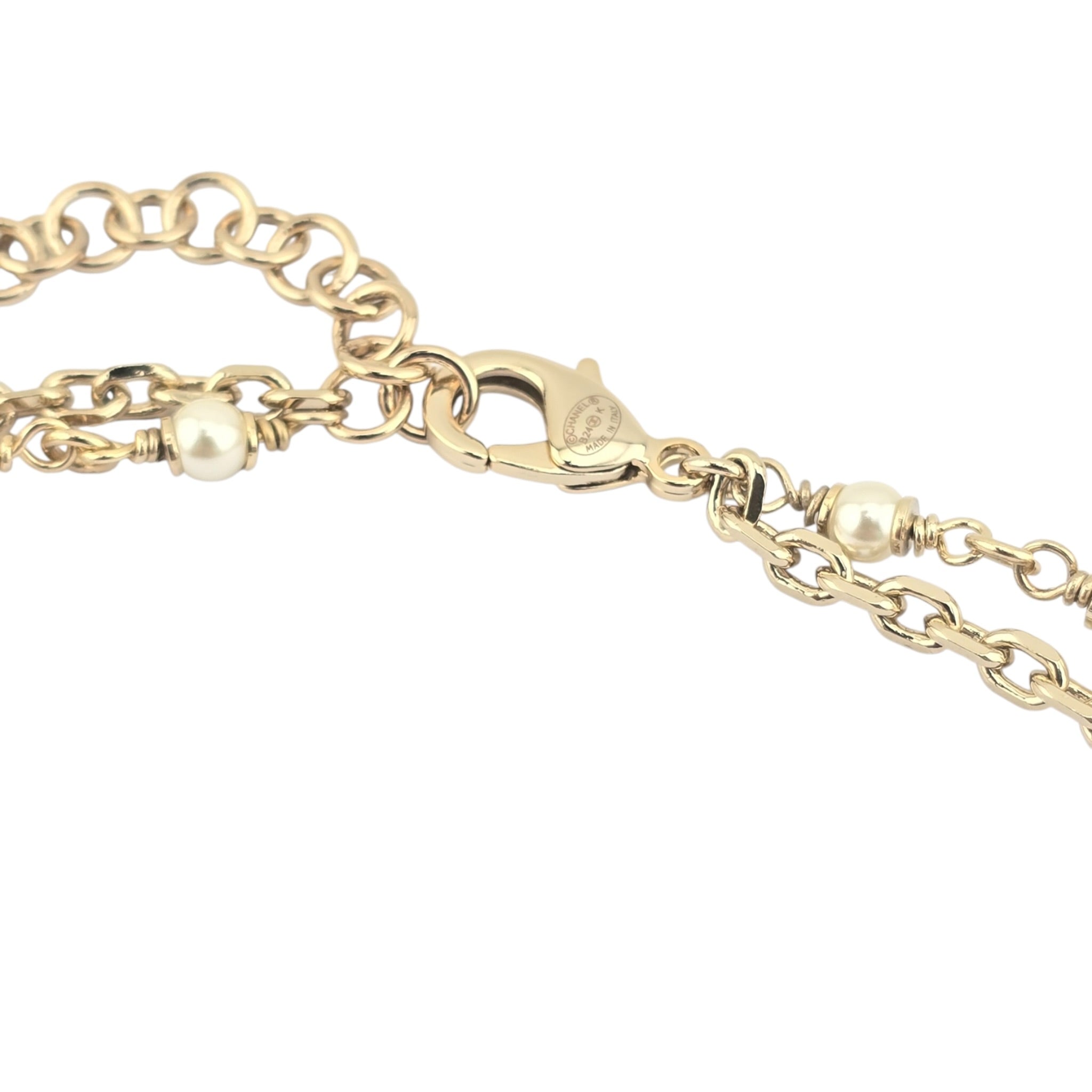 Chanel CC Faux Pearl Crystal Star Necklace 2024 CHANEL