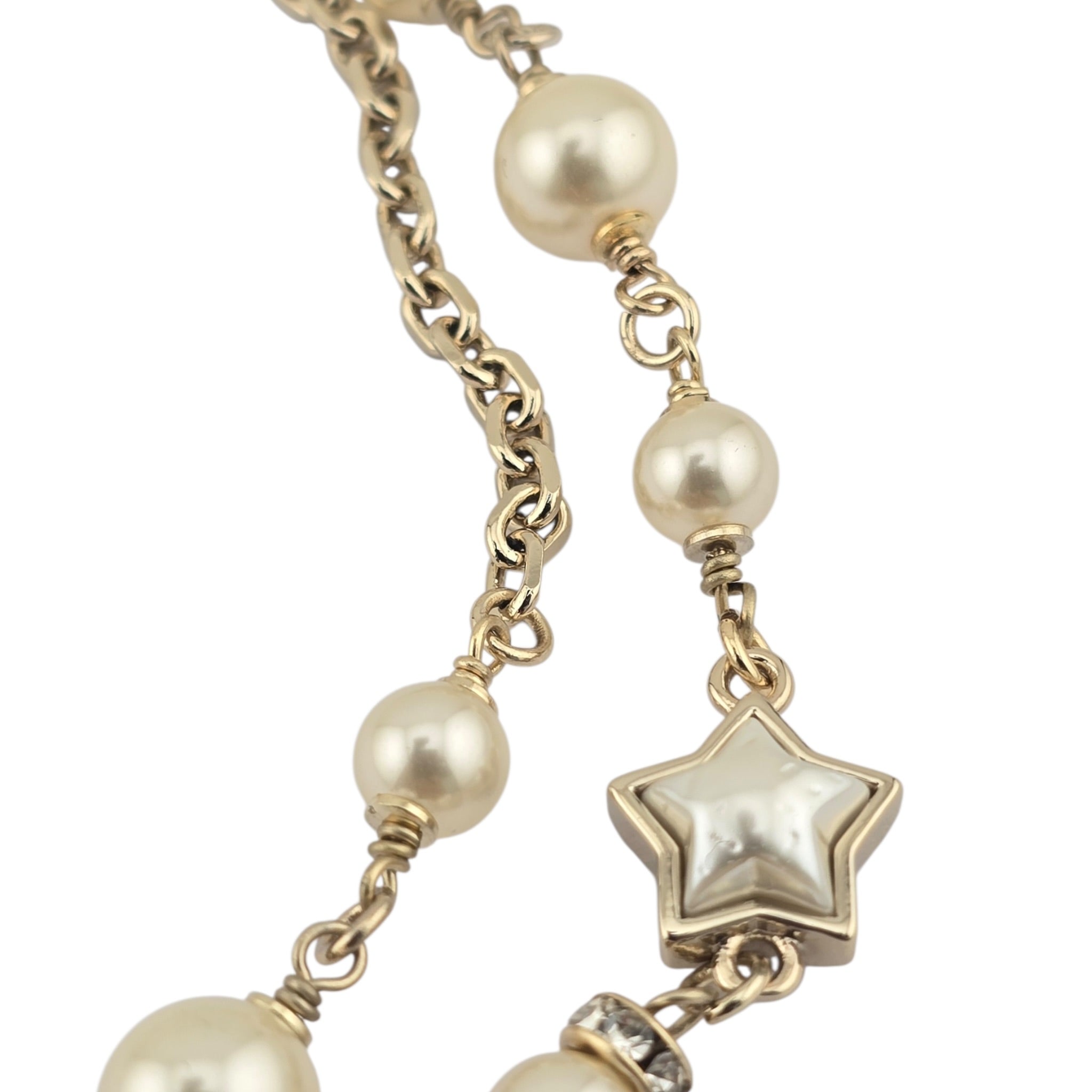 Chanel CC Faux Pearl Crystal Star Necklace 2024 CHANEL