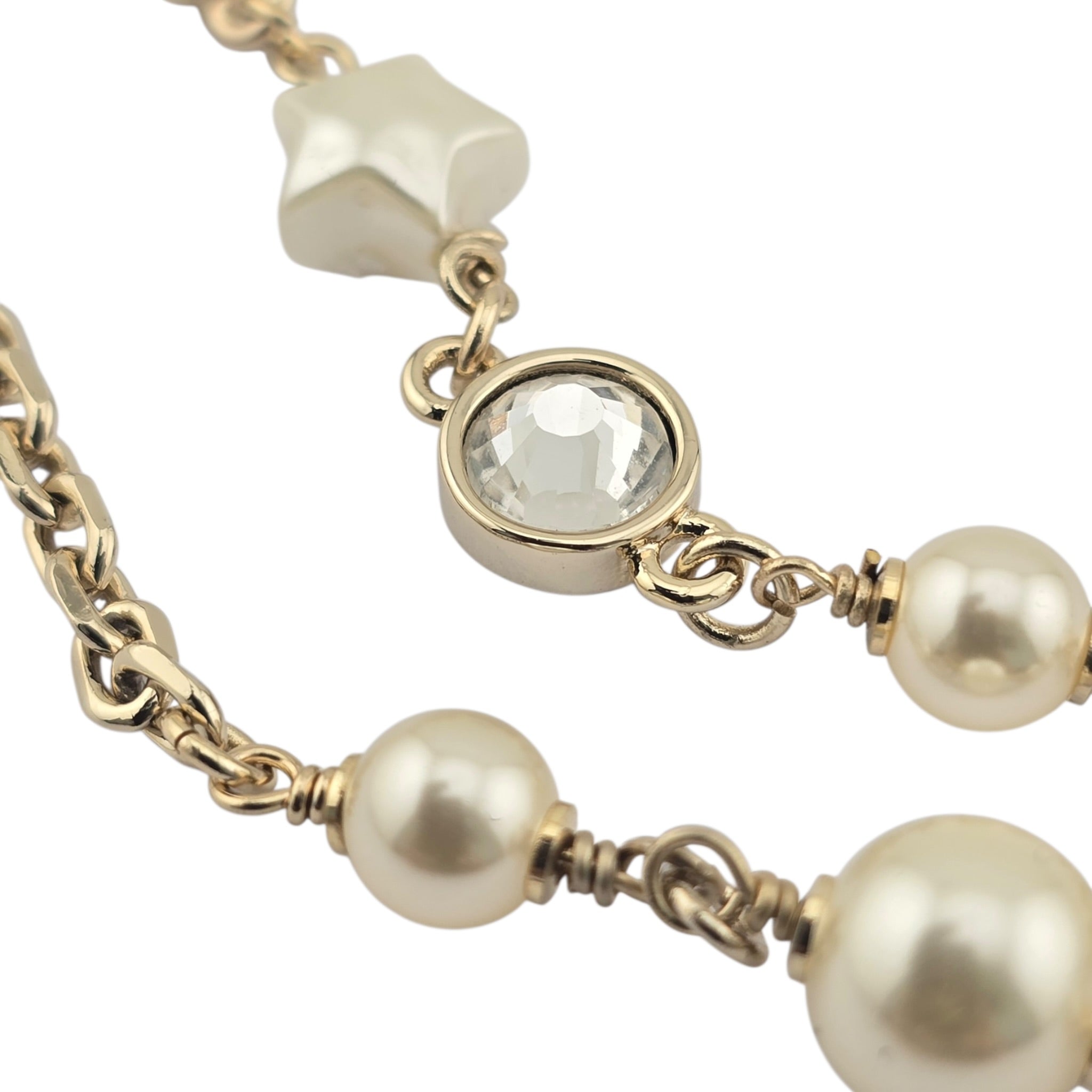 Chanel CC Faux Pearl Crystal Star Necklace 2024 CHANEL