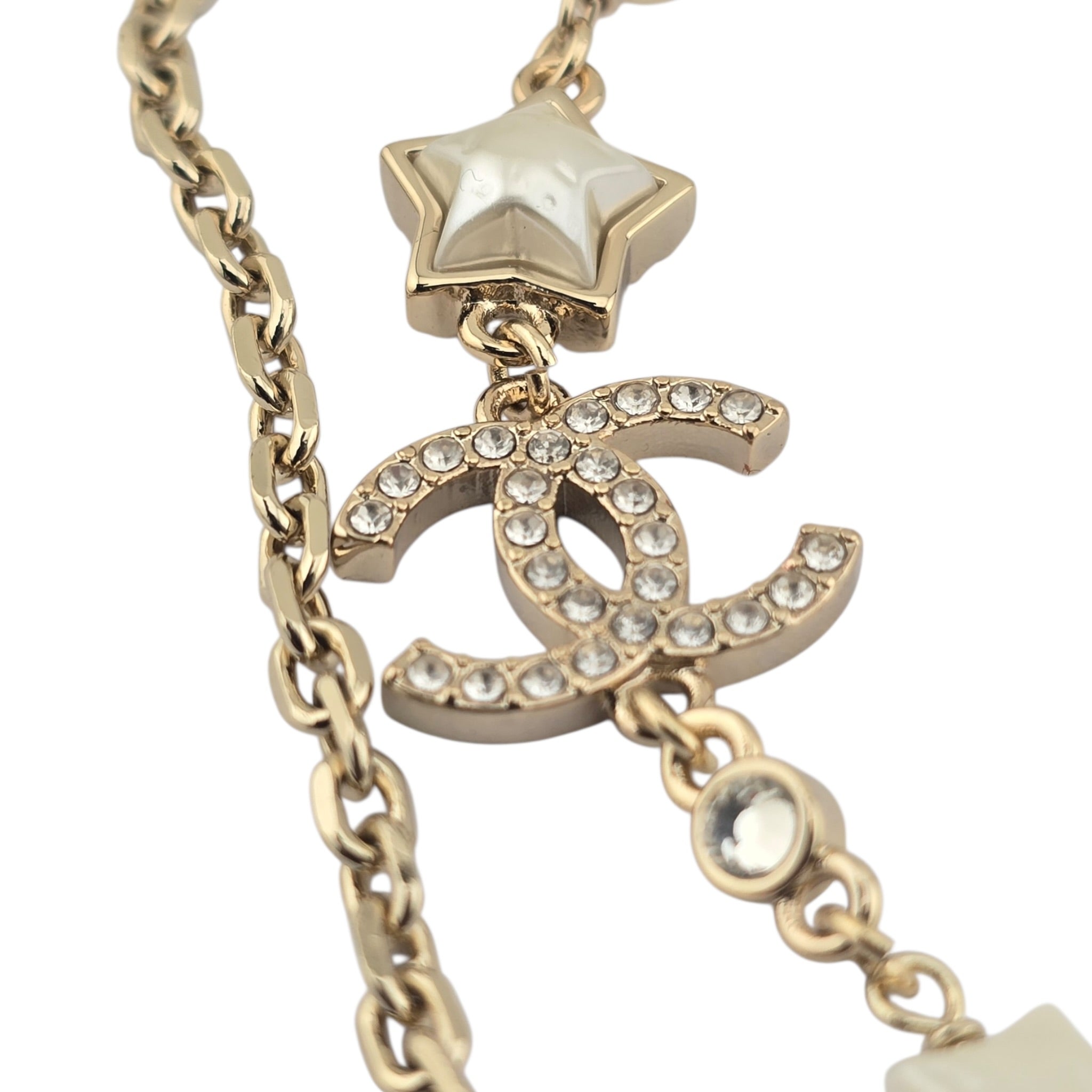 Chanel CC Faux Pearl Crystal Star Necklace 2024 CHANEL