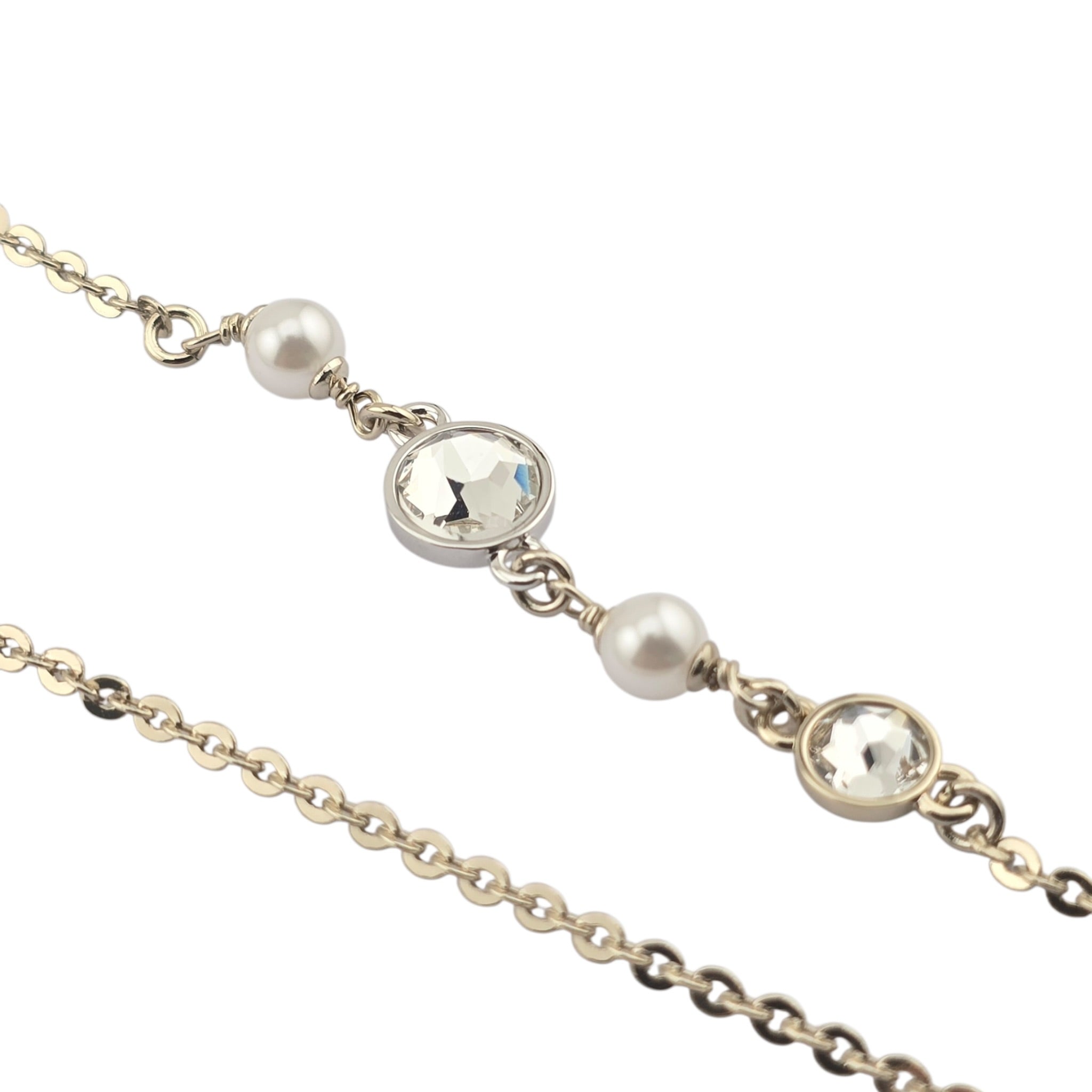 Chanel CC Gold Silver Bow Faux Pearl Long Necklace 2025 CHANEL