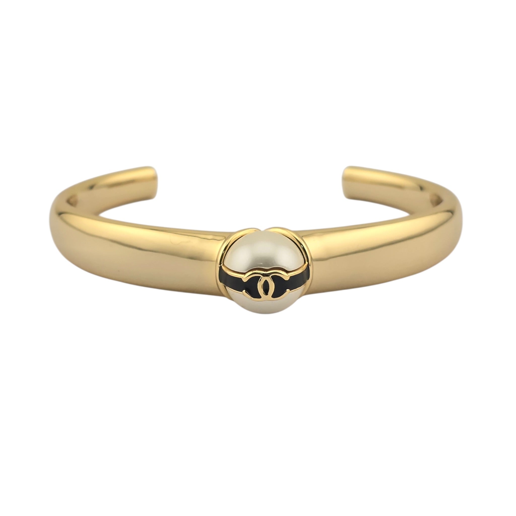 Chanel CC Gold Pearl Bangle 2024 CHANEL