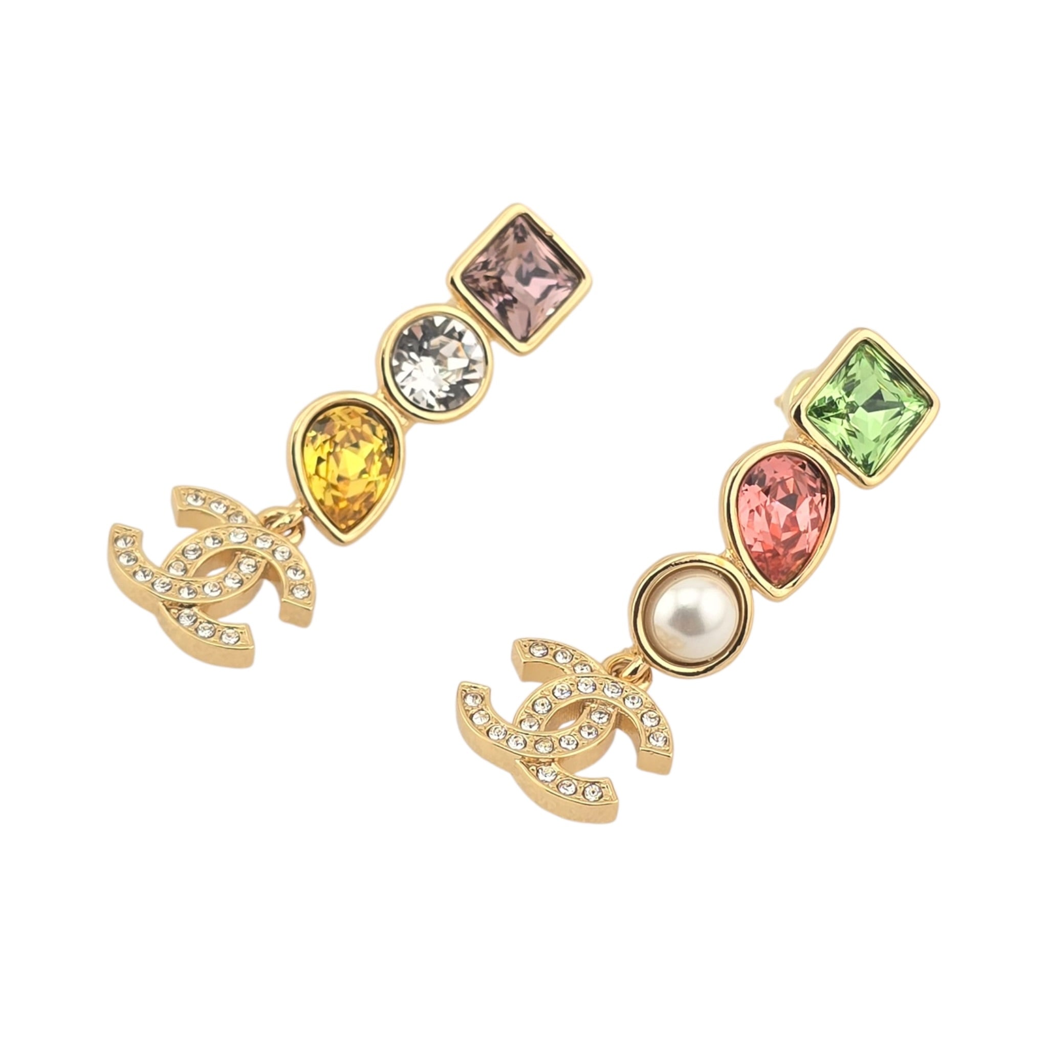 Chanel CC Gold Drop Multicoloured Earrings 2026 CHANEL