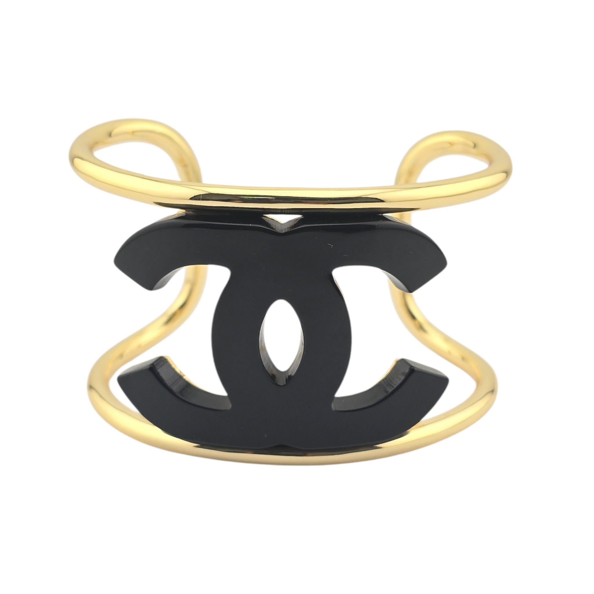 Chanel CC Black/Gold Cuff Bracelet 2024 CHANEL