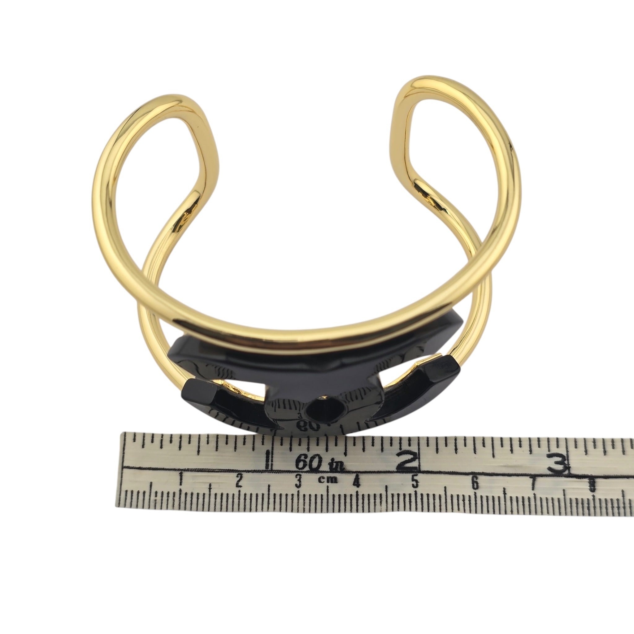 Chanel CC Black/Gold Cuff Bracelet 2024 CHANEL