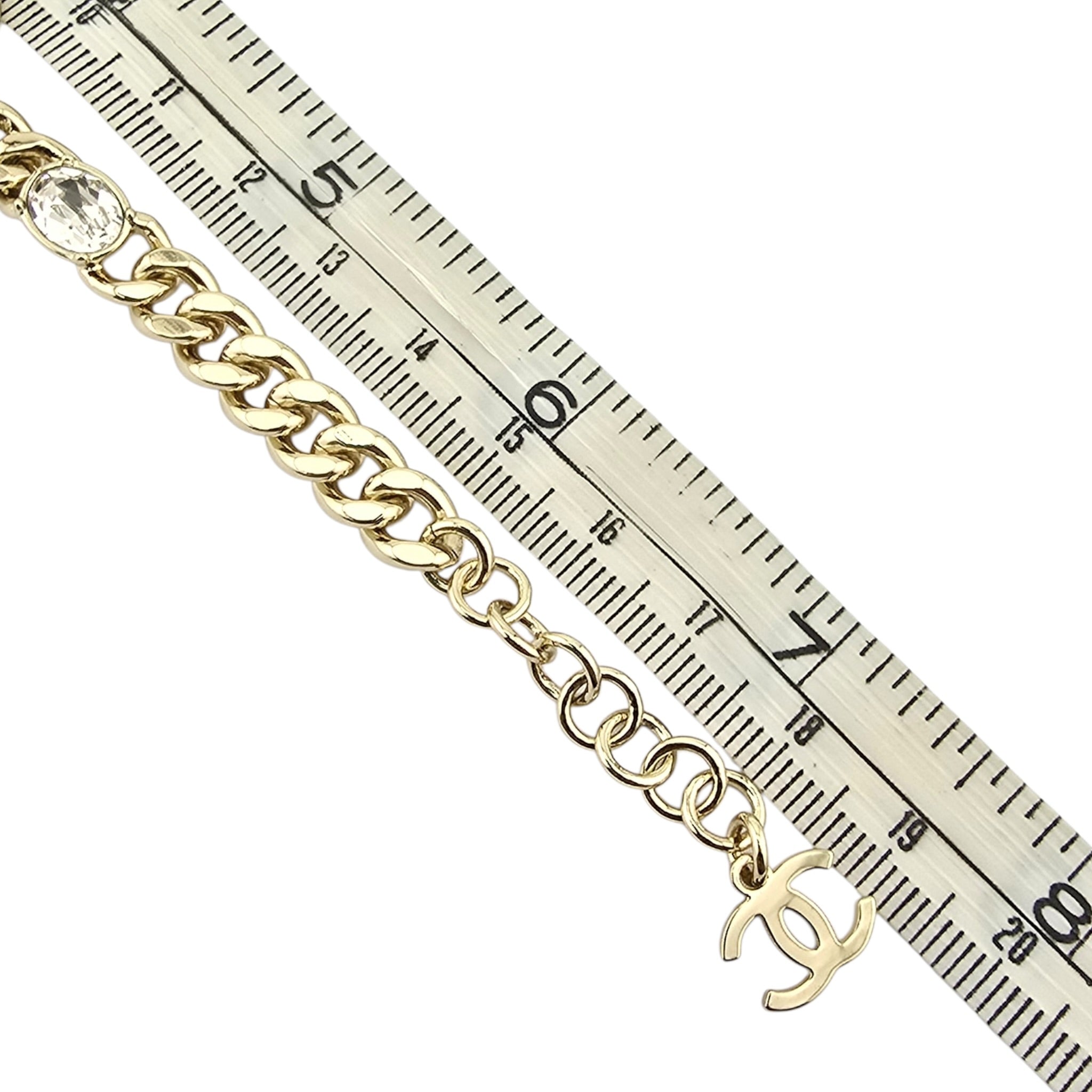 Chanel CC Strass Heart Gold Chain Link Bracelet 2023 CHANEL