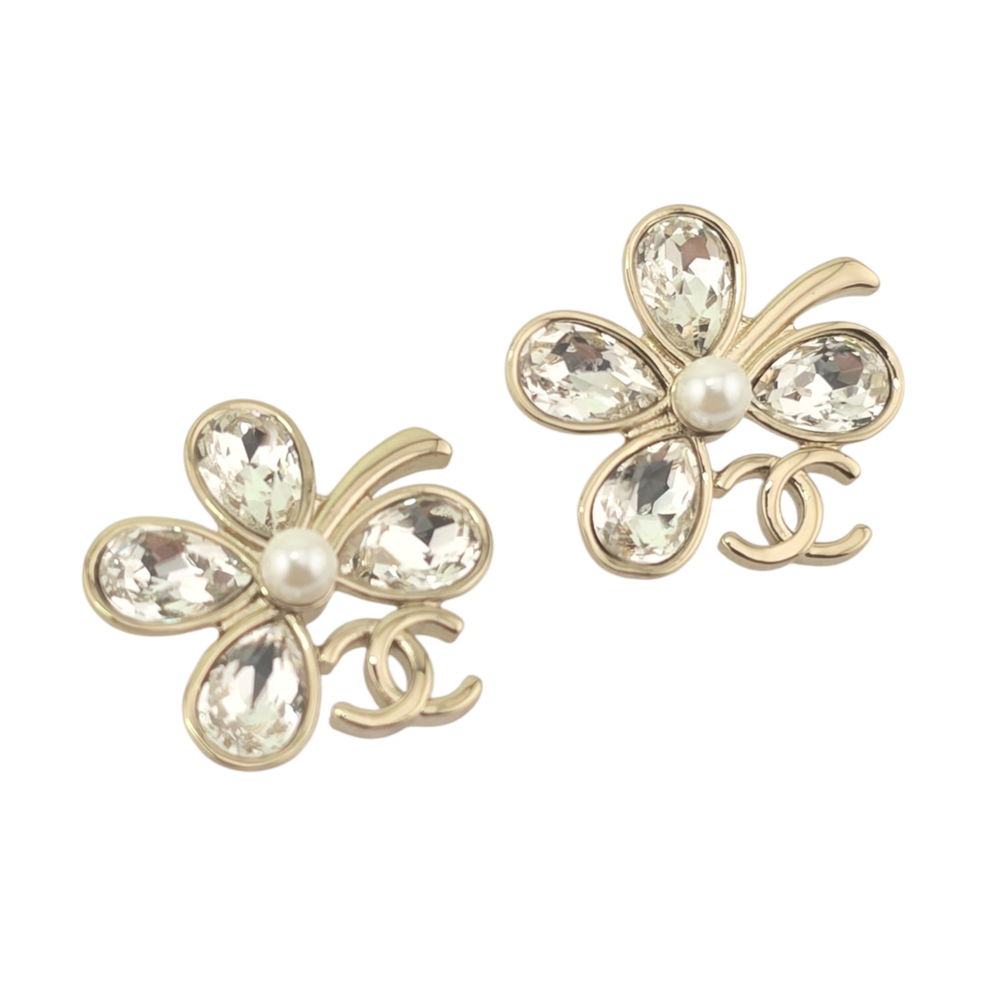 Chanel CC Crystal Floral Earrings 2026 CHANEL