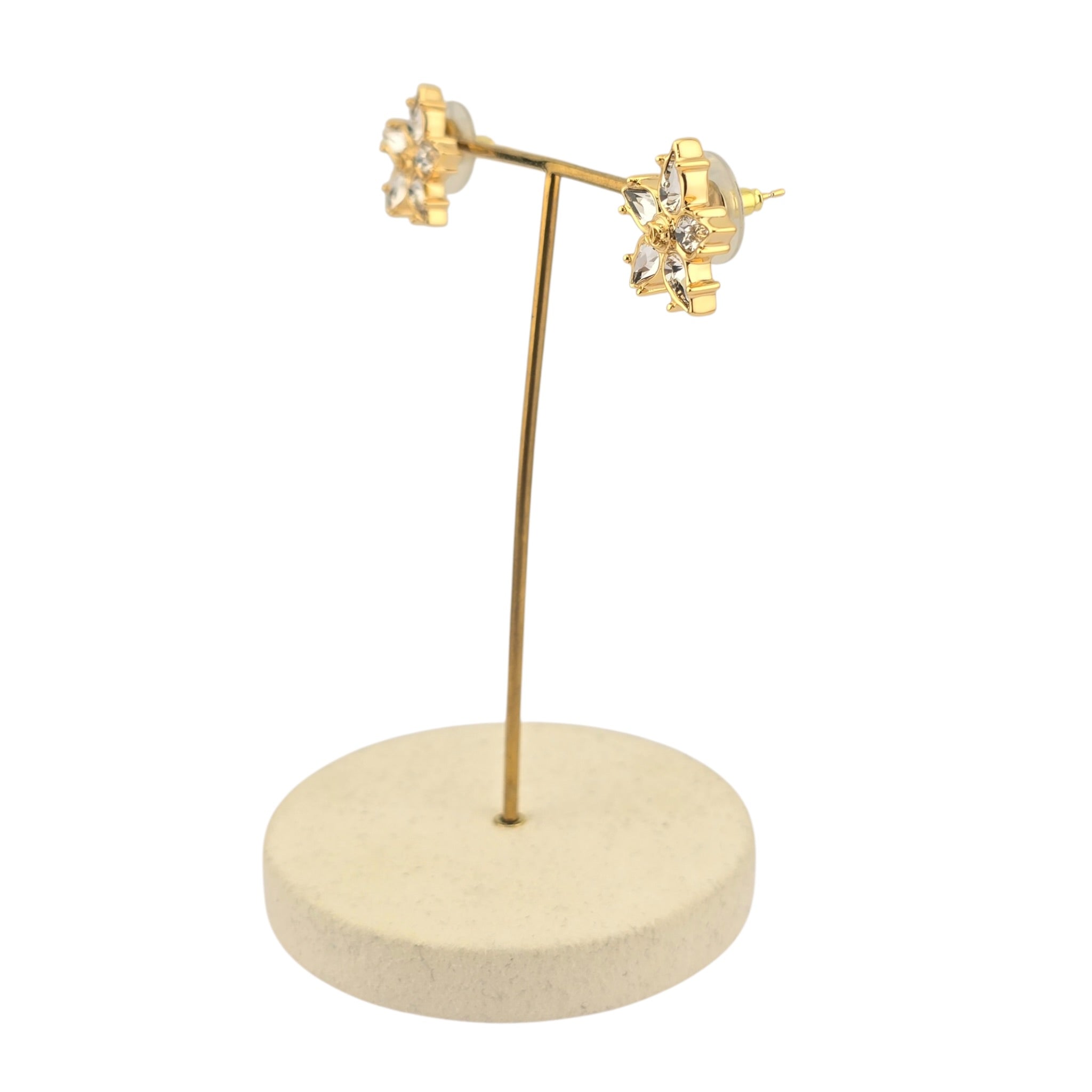 Chanel CC Crystal Floral Gold Stud Earrings 2026 CHANEL