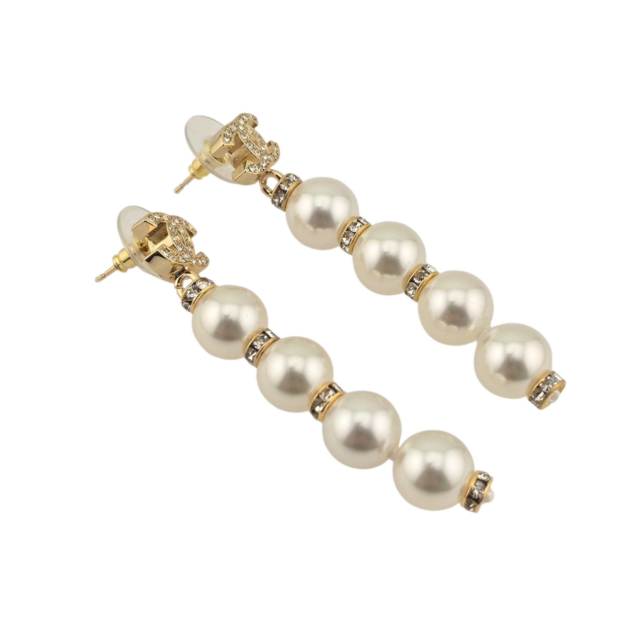 Chanel CC White Faux Resin Pearls Drop Earrings 2026 CHANEL