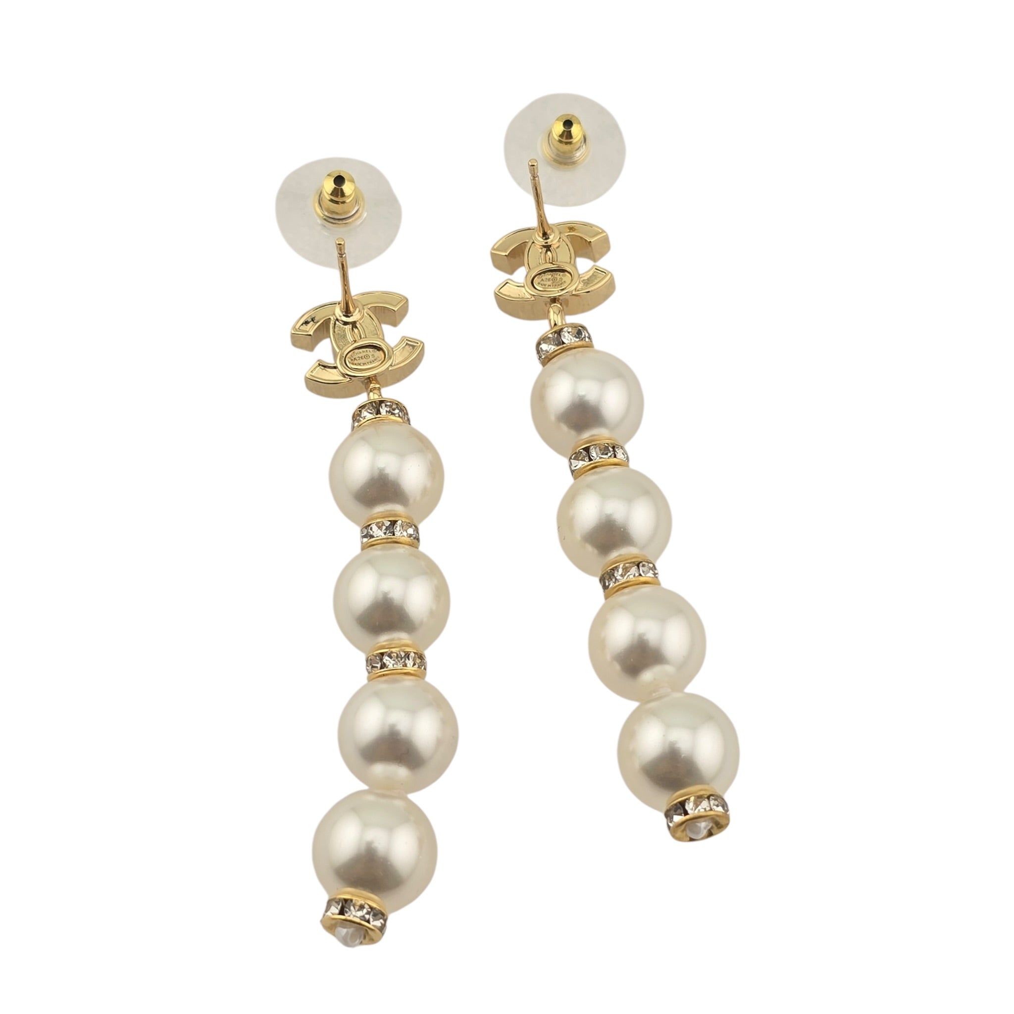 Chanel CC White Faux Resin Pearls Drop Earrings 2026 CHANEL