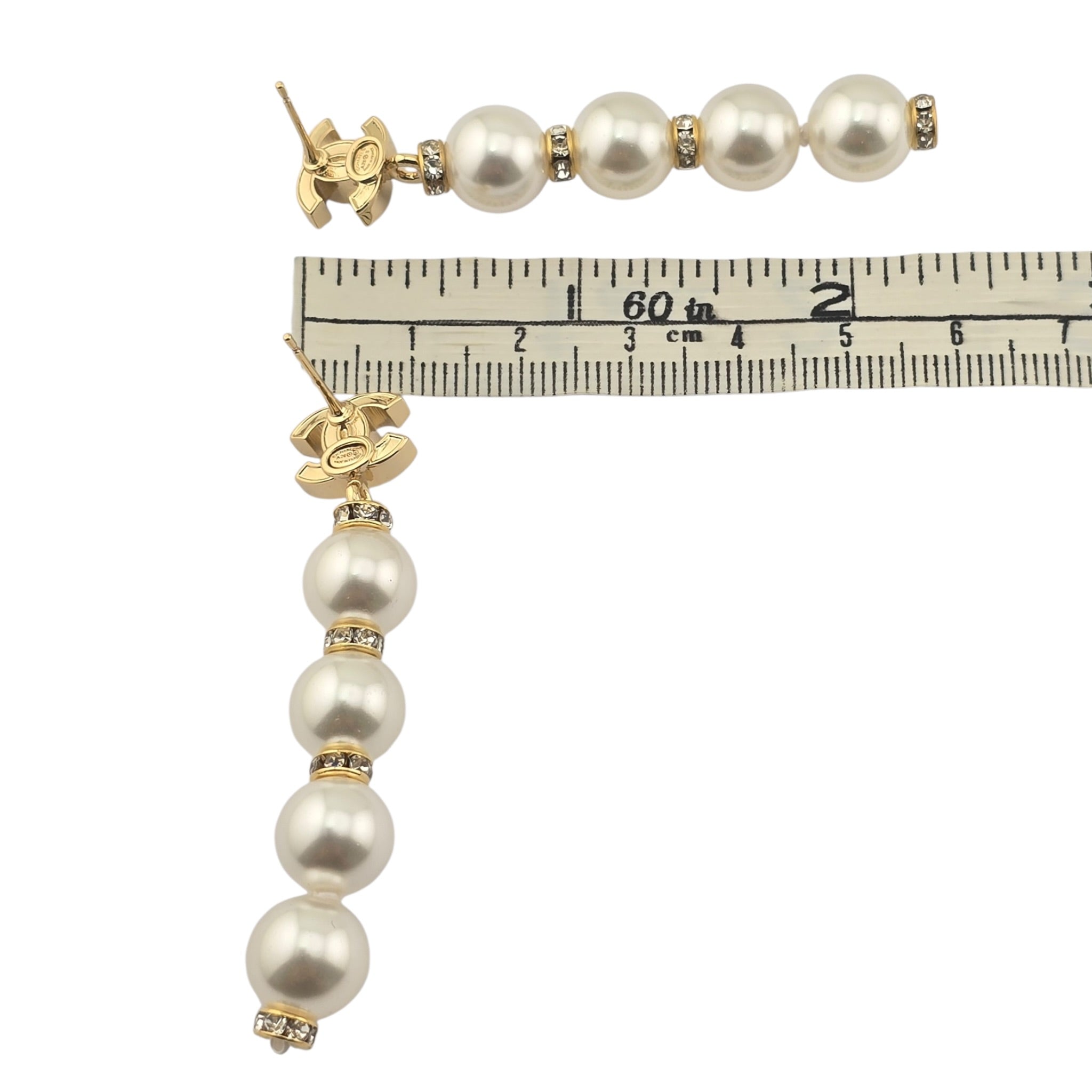 Chanel CC White Faux Resin Pearls Drop Earrings 2026 CHANEL