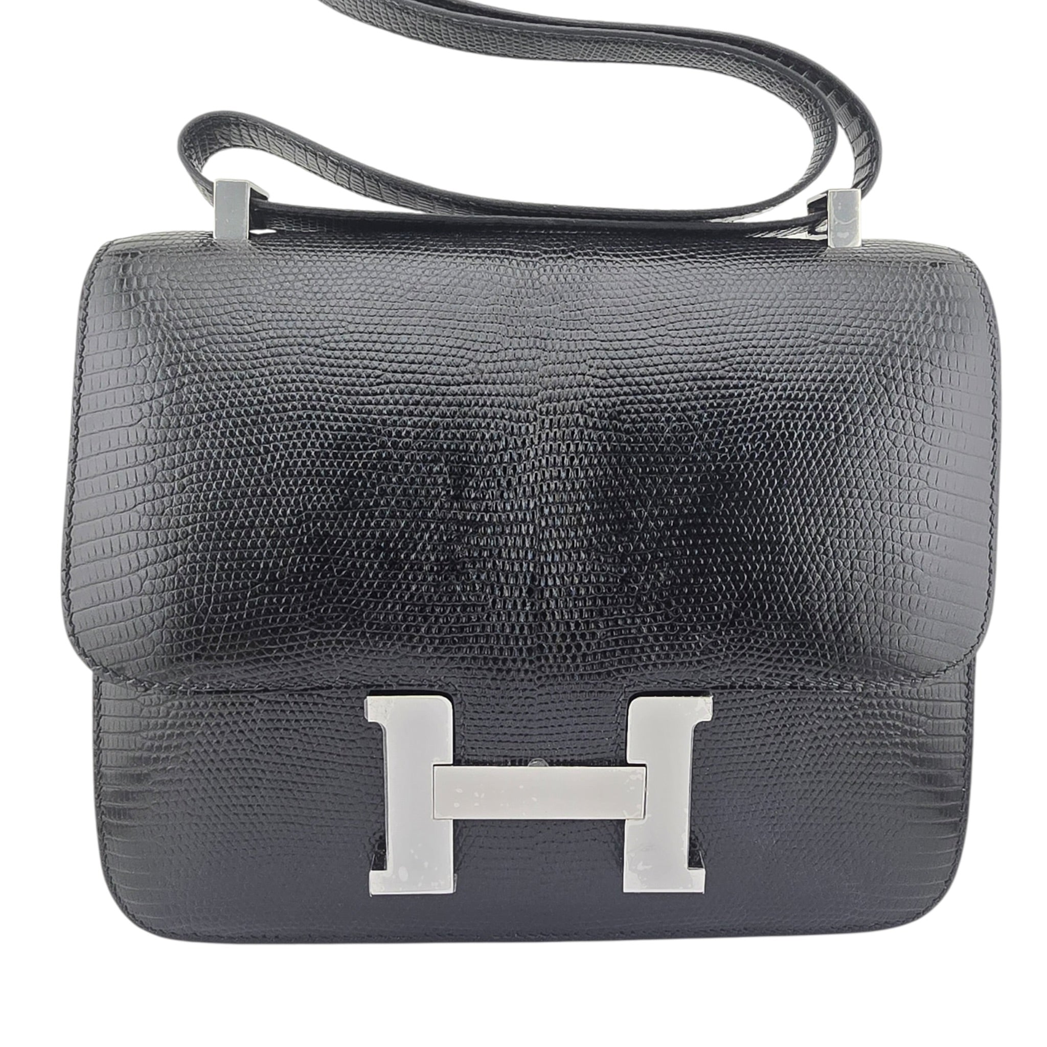Hermès Constance 24 Noir Lizard Niloticus Palladium Hardware HERMES