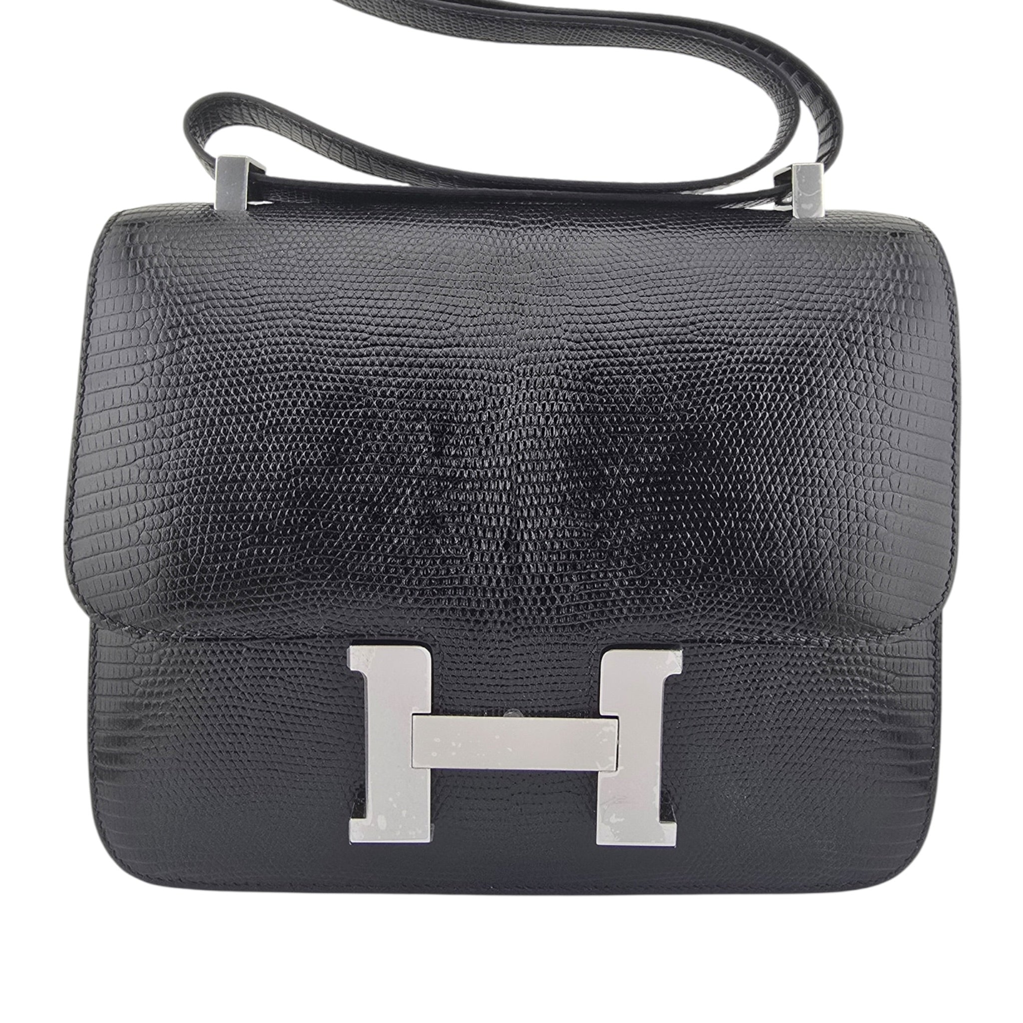 Hermès Constance 24 Noir Lizard Niloticus Palladium Hardware HERMES