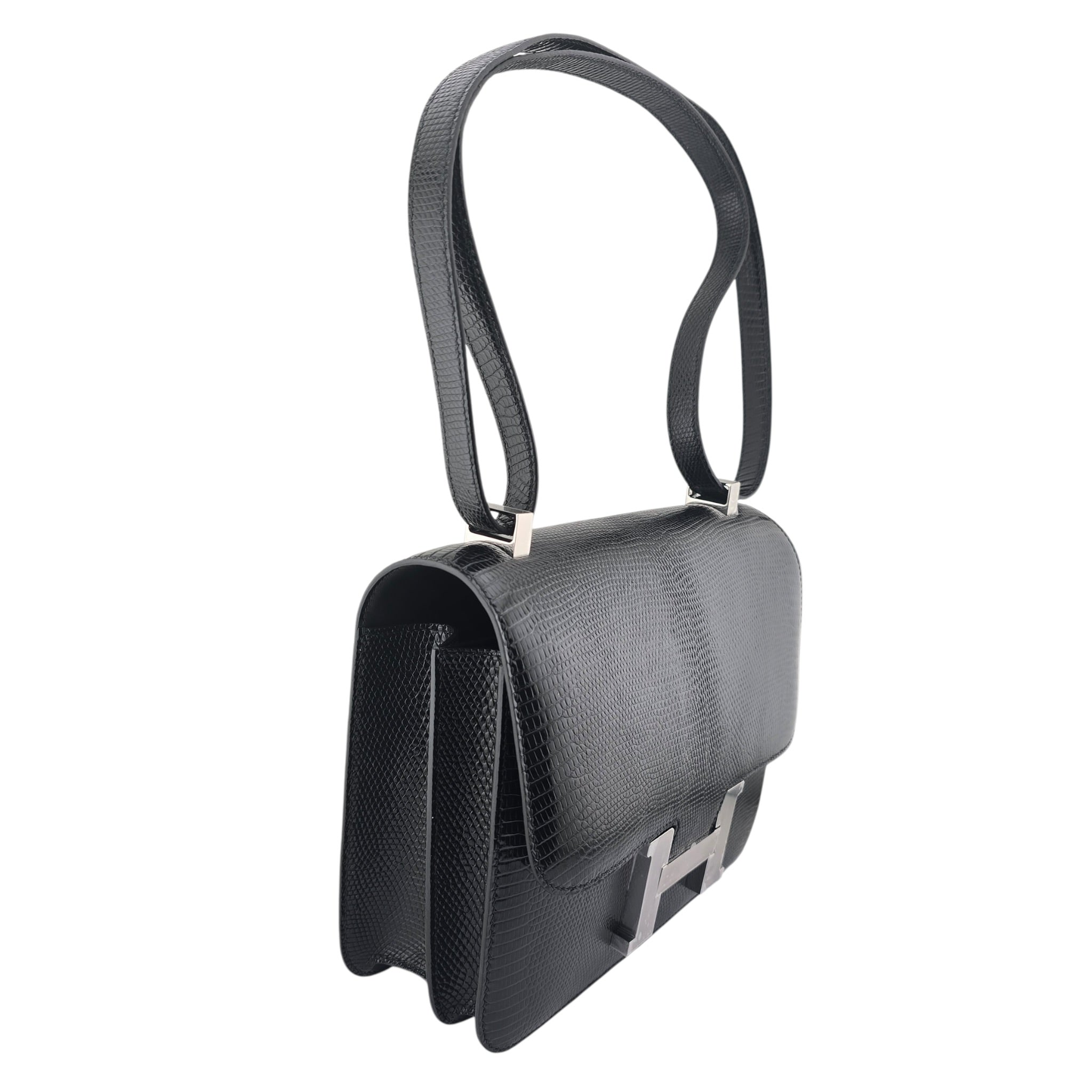Hermès Constance 24 Noir Lizard Niloticus Palladium Hardware HERMES