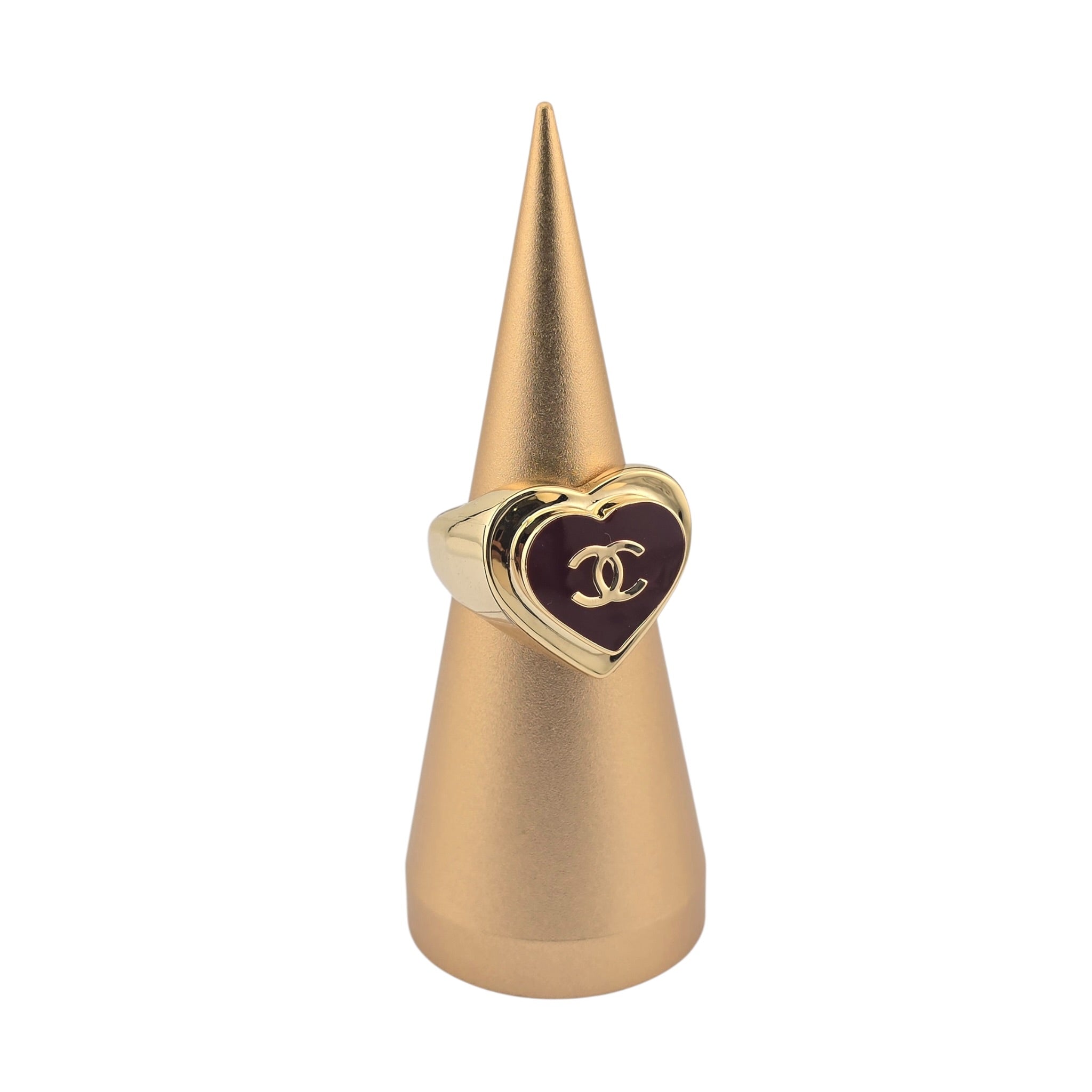 Chanel CC Red Heart Gold Ring 2026 CHANEL