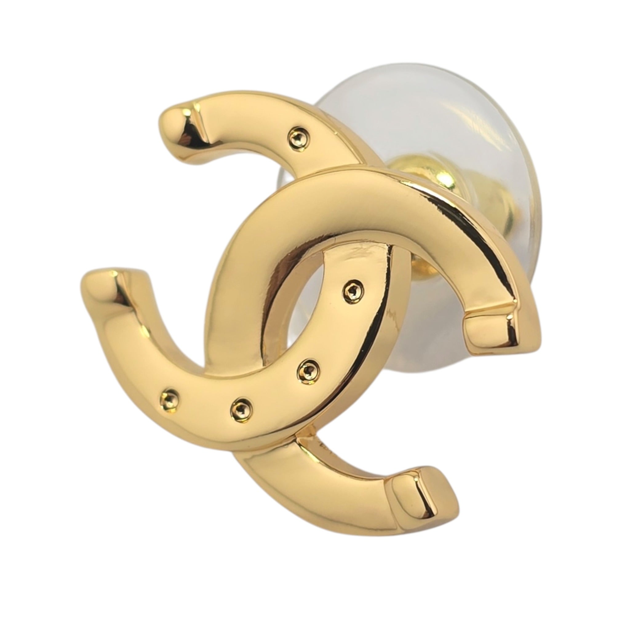 Chanel CC Gold Stud Earrings 2025 CHANEL