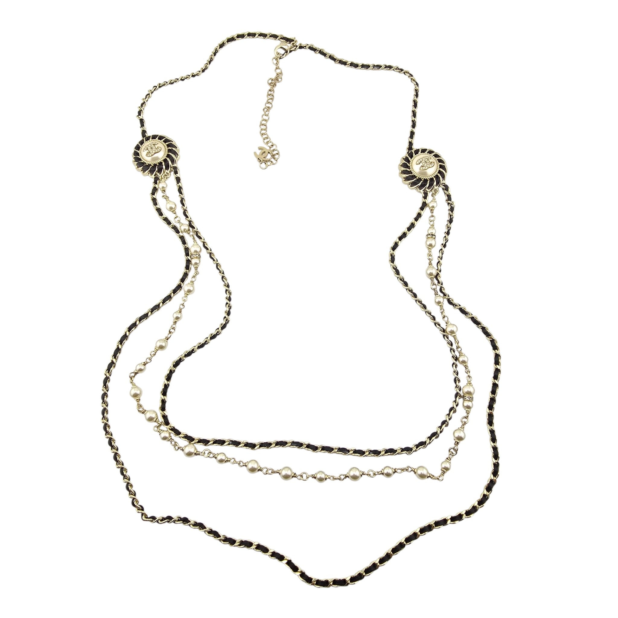 Chanel CC Faux Pearl Crystal Long Necklace 2021 CHANEL