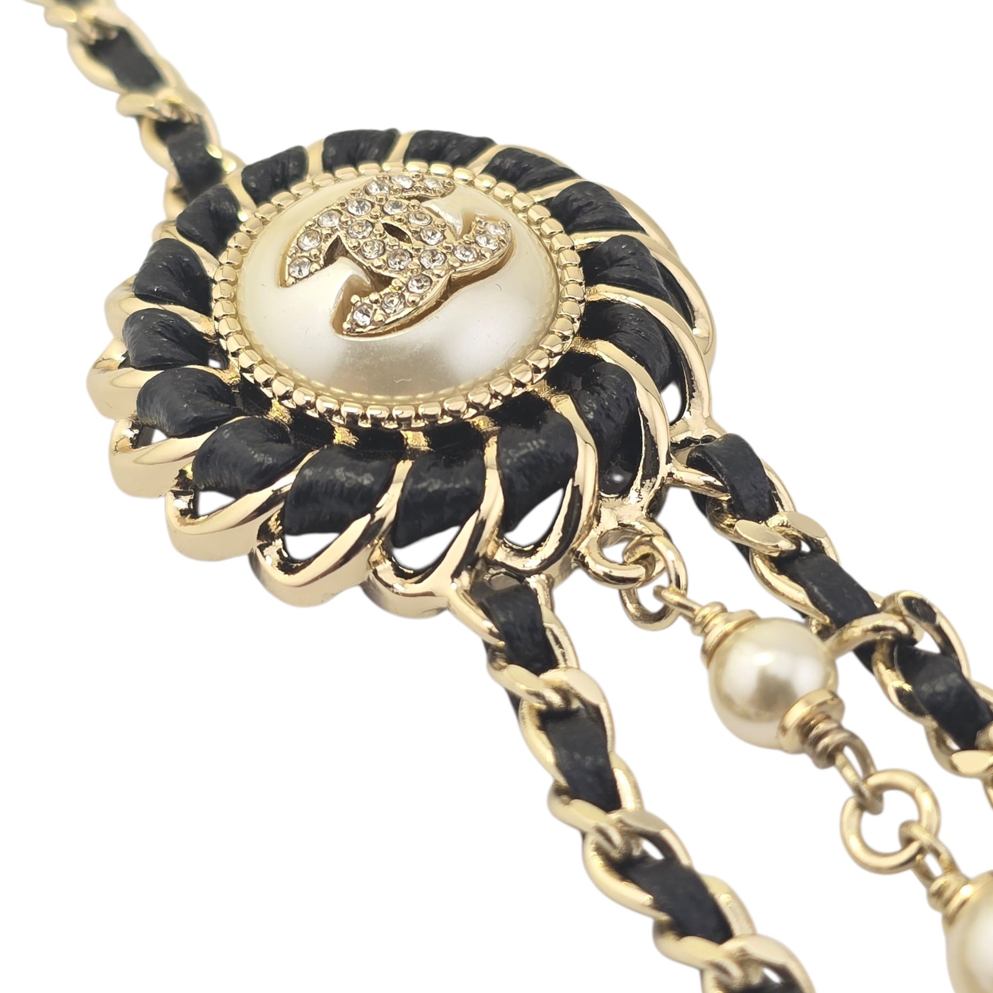 Chanel CC Faux Pearl Crystal Long Necklace 2021 CHANEL