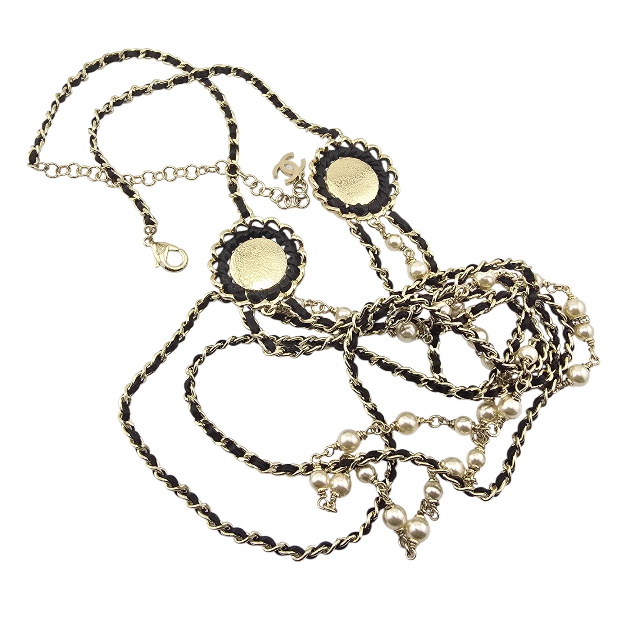 Chanel CC Faux Pearl Crystal Long Necklace 2021 CHANEL