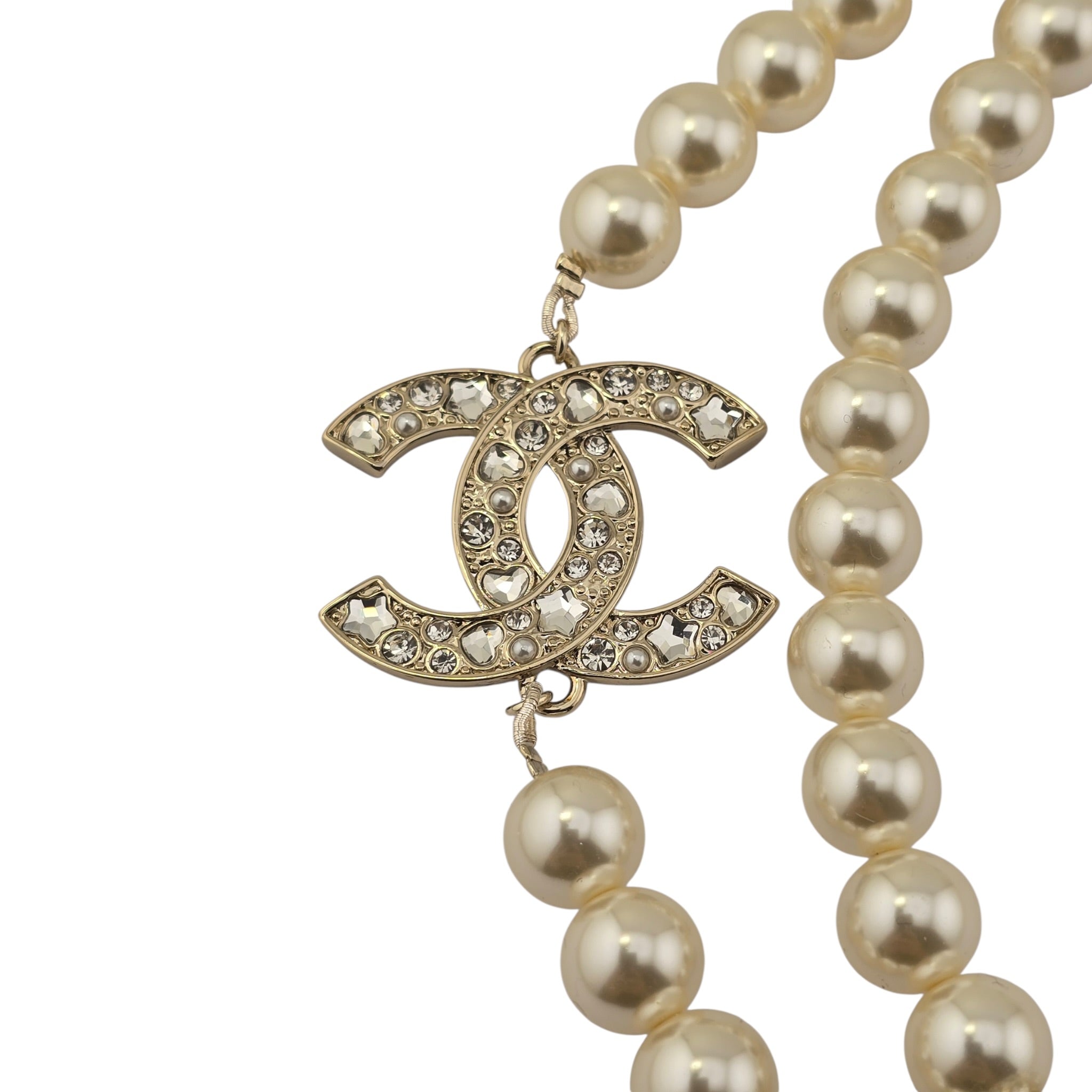 Chanel CC Faux Pearl Crystal Long Necklace 2025 CHANEL