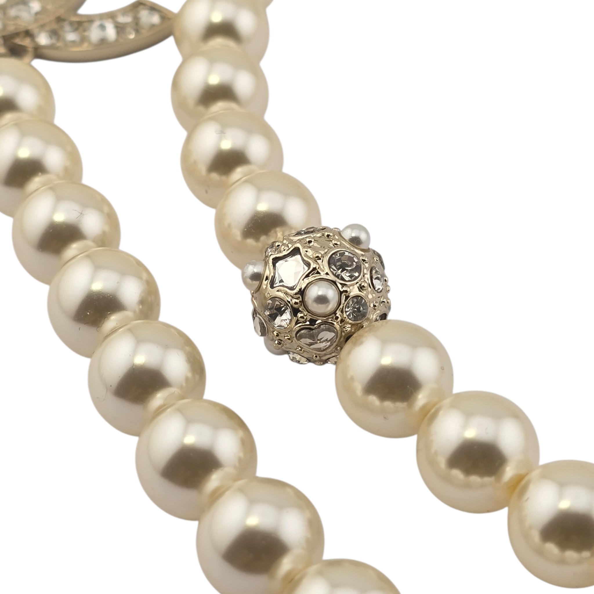 Chanel CC Faux Pearl Crystal Long Necklace 2025 CHANEL