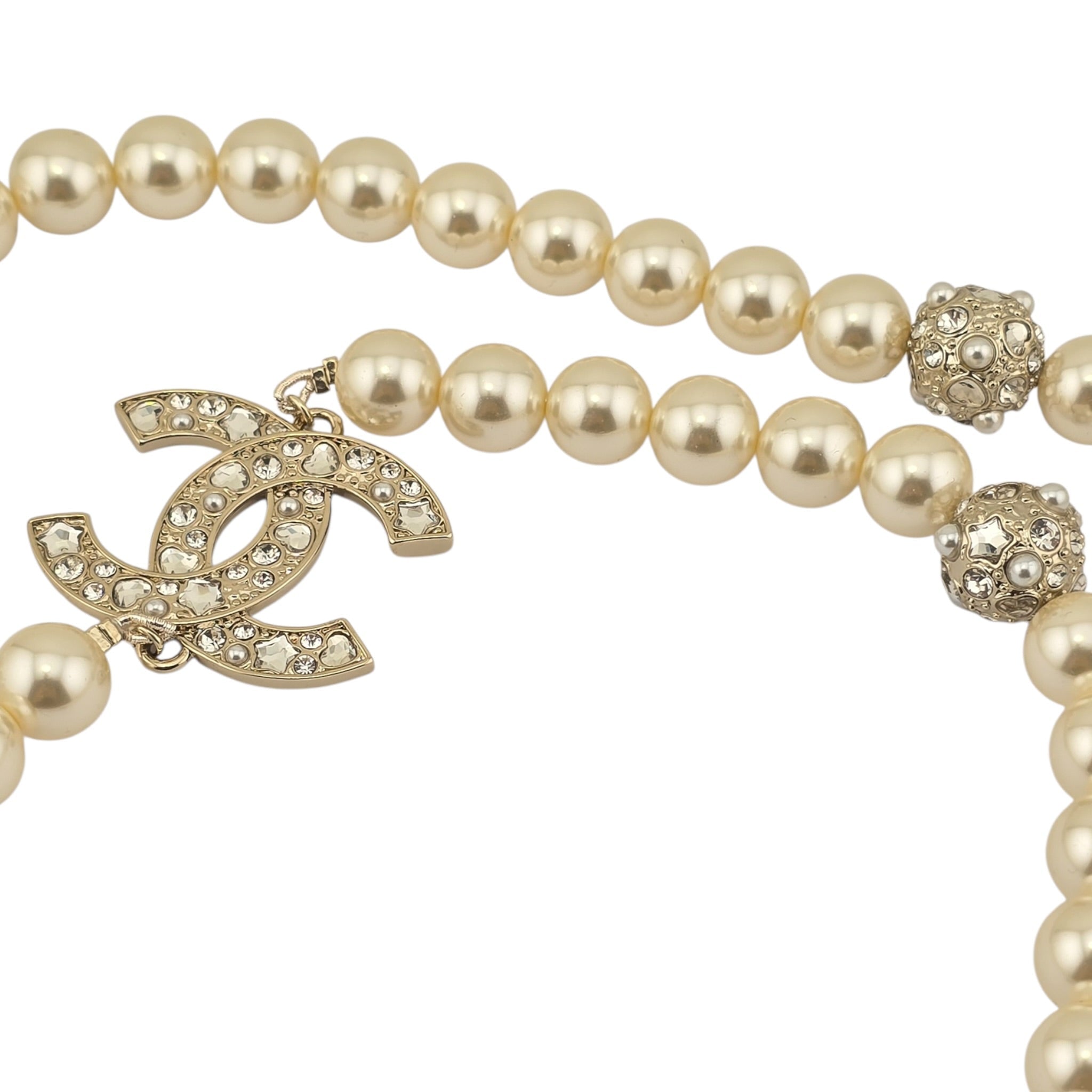 Chanel CC Faux Pearl Crystal Long Necklace 2025 CHANEL