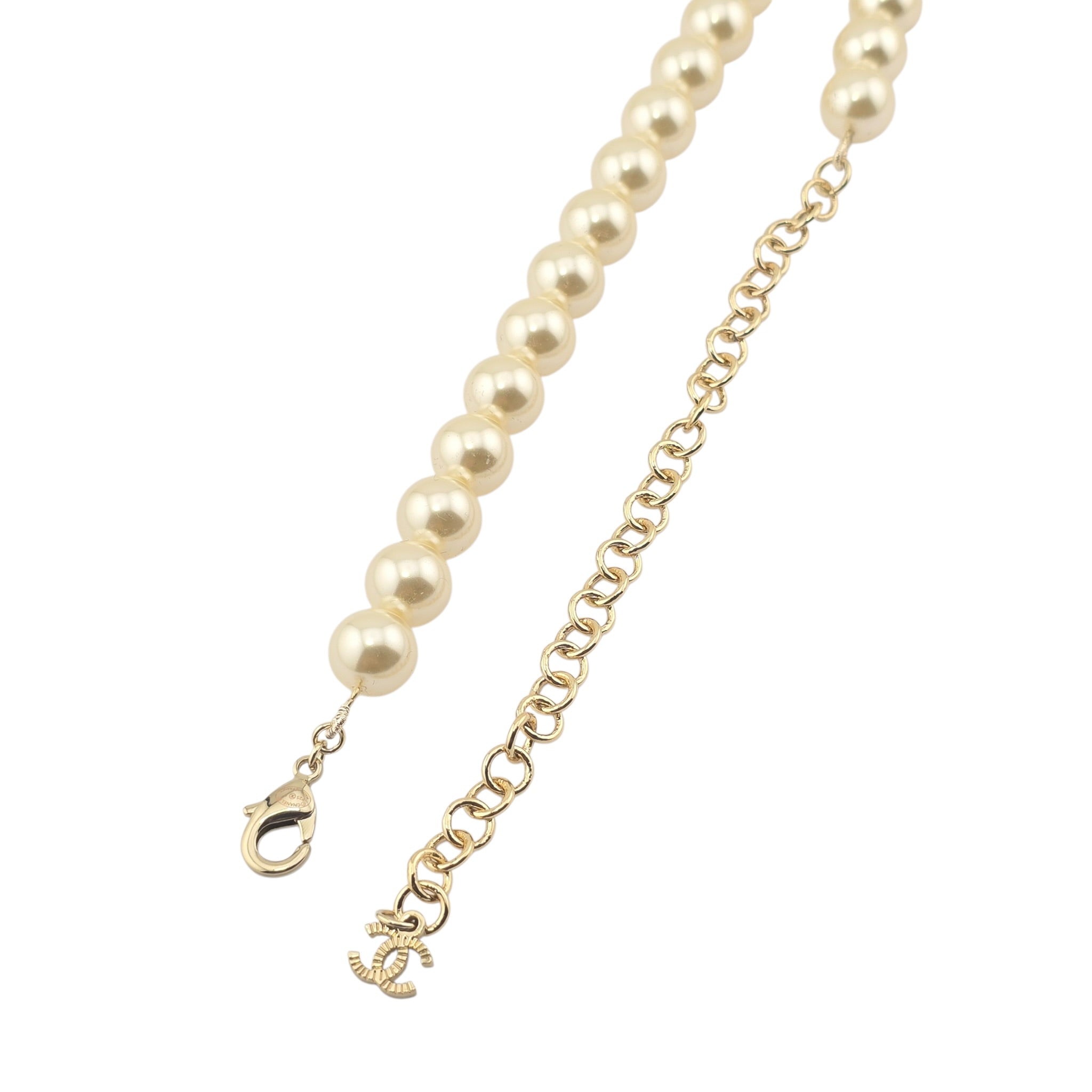 Chanel CC Faux Pearl Crystal Long Necklace 2025 CHANEL