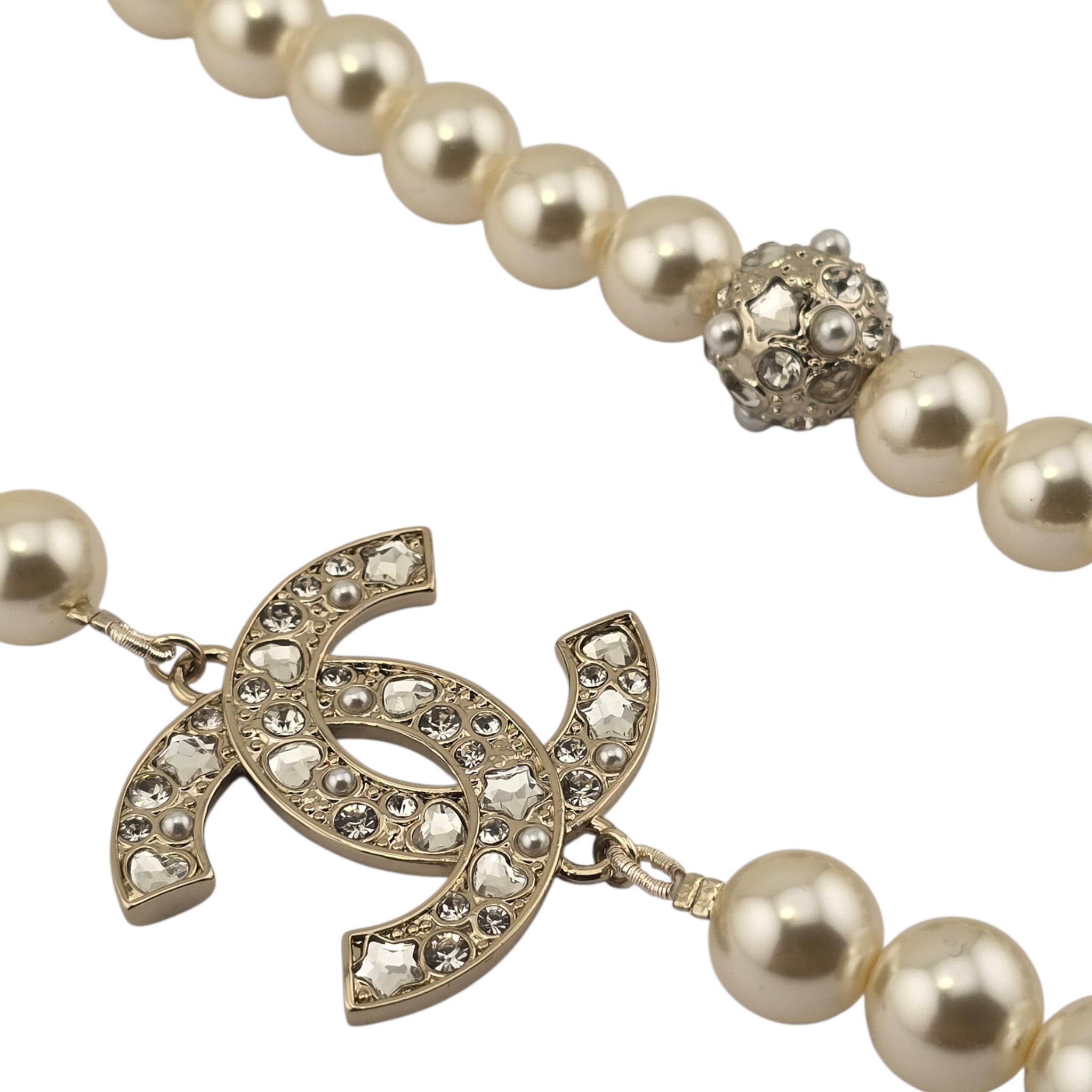 Chanel CC Faux Pearl Crystal Long Necklace 2025 CHANEL