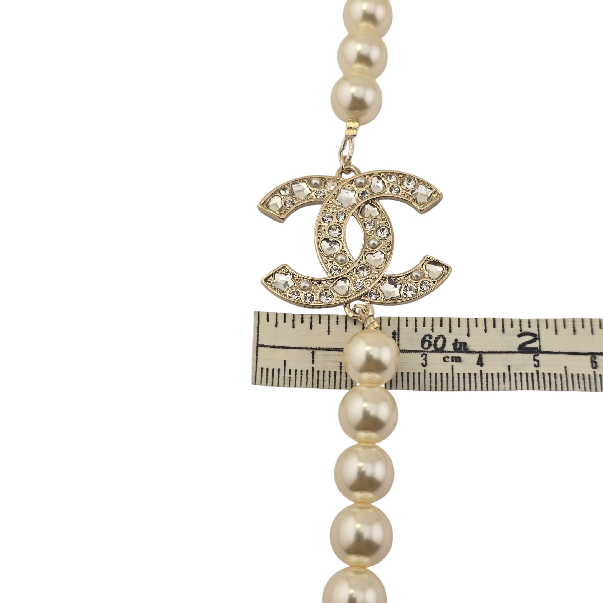Chanel CC Faux Pearl Crystal Long Necklace 2025 CHANEL